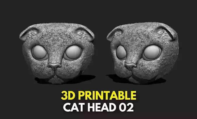 Cat Head 02 Pendant - 3D STL File for 3D Printing 3D print model