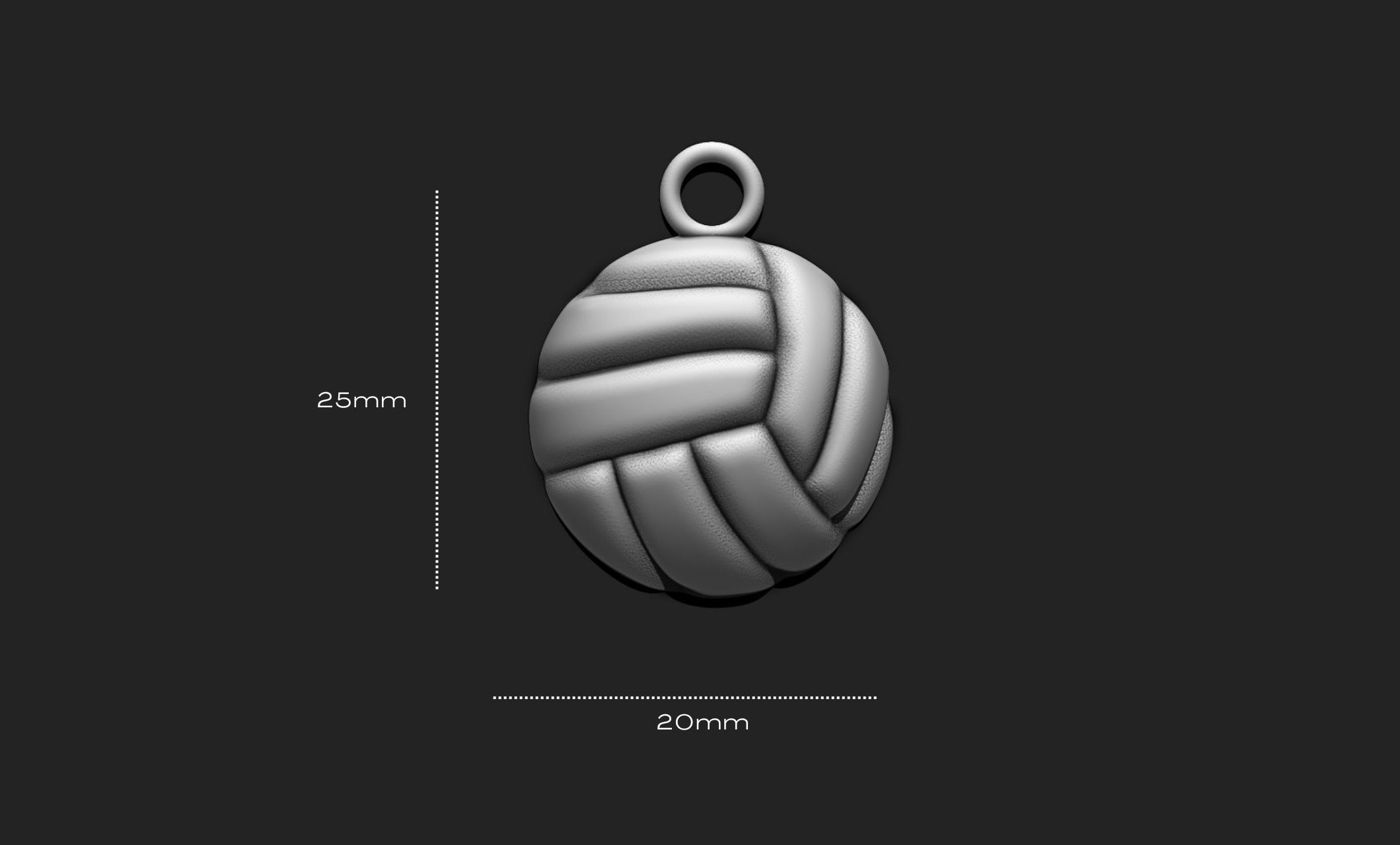 Ball Volleyball Pendant Medal - 3D STL File for 3D Printing 3D print model_6