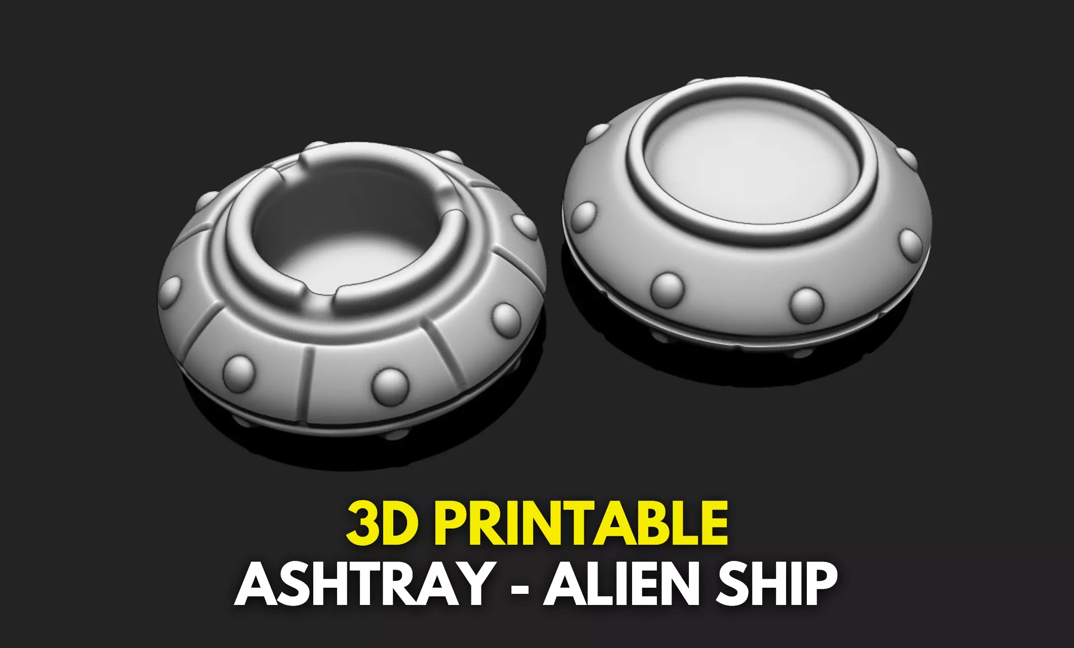 Ashtray Cigarette Holder Alien Ship - STL File for 3D Printing 3D print model_0