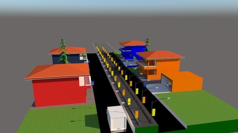 A row houses 3D model_1