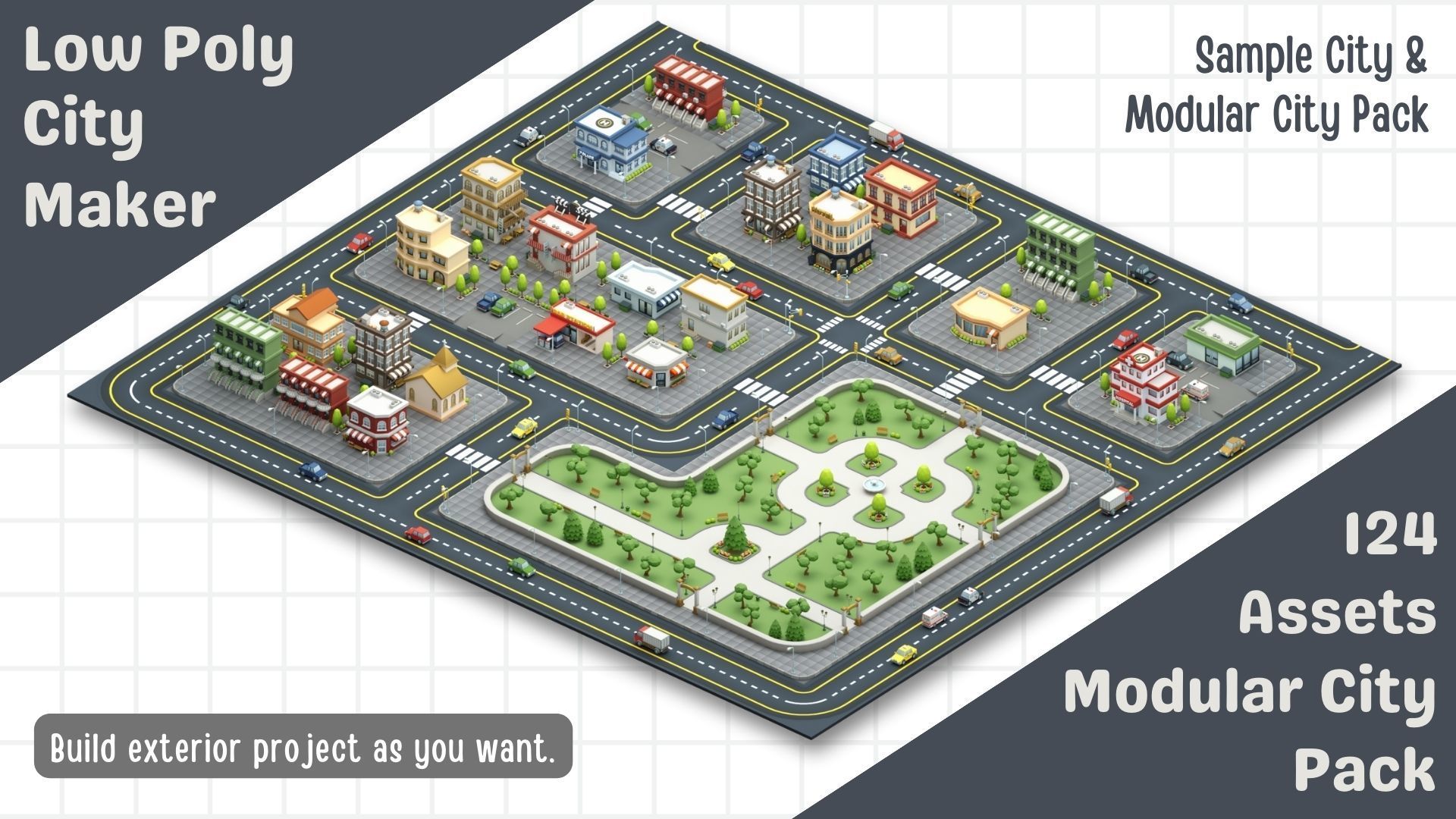 Cartoon Low Poly Modular City Pack Low-poly 3D model_5