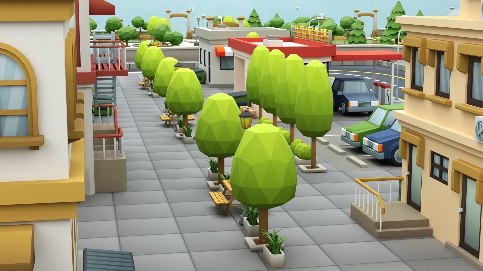 Cartoon Low Poly Modular City Pack Low-poly 3D model_14