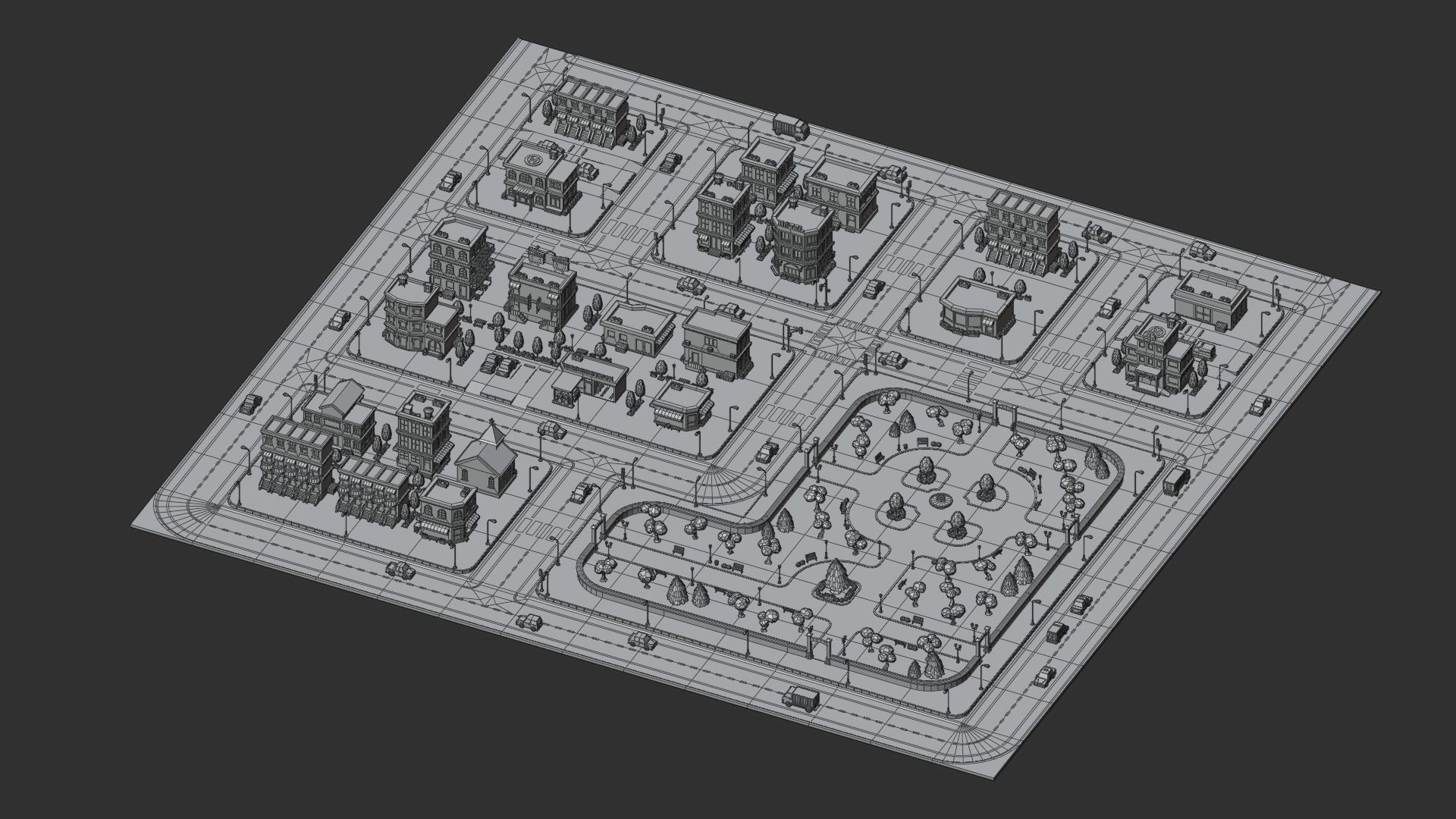 Cartoon Low Poly Modular City Pack Low-poly 3D model_17