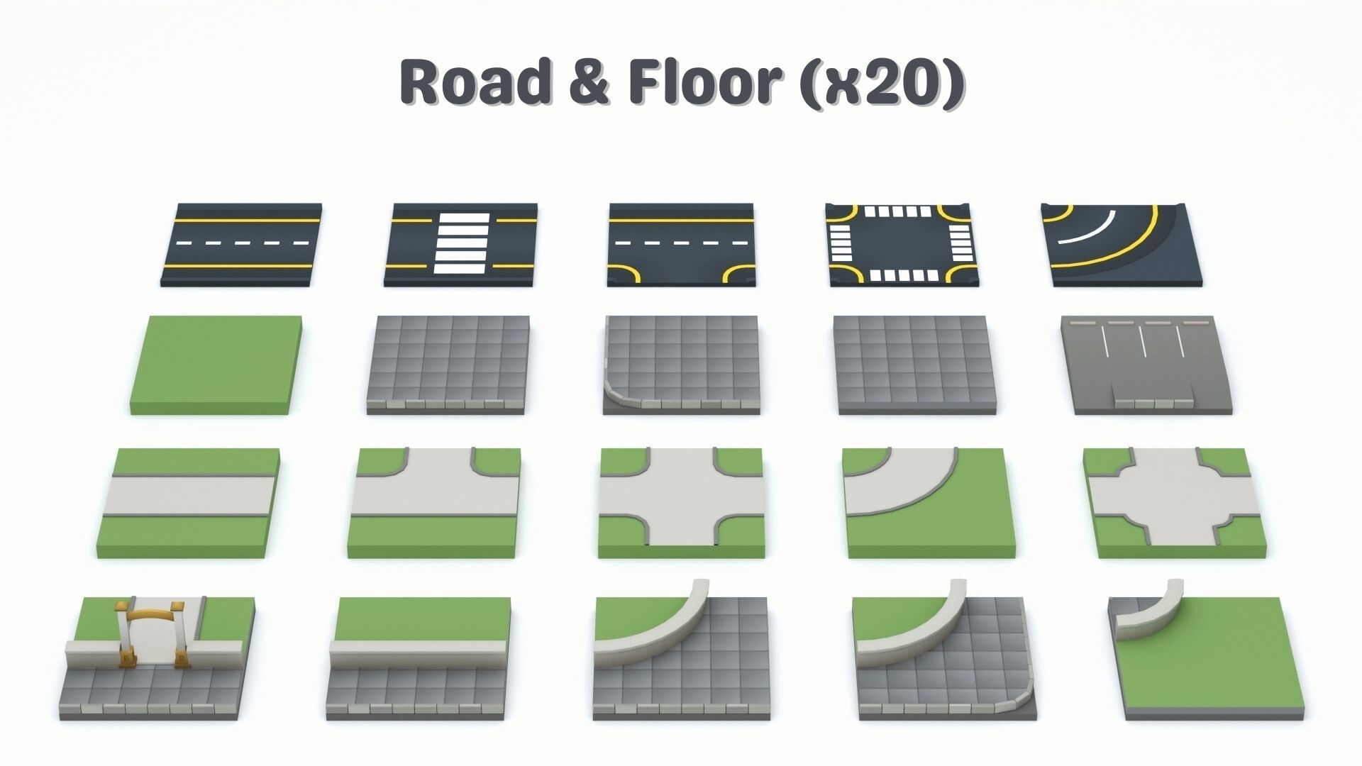 Cartoon Low Poly Modular City Pack Low-poly 3D model_9