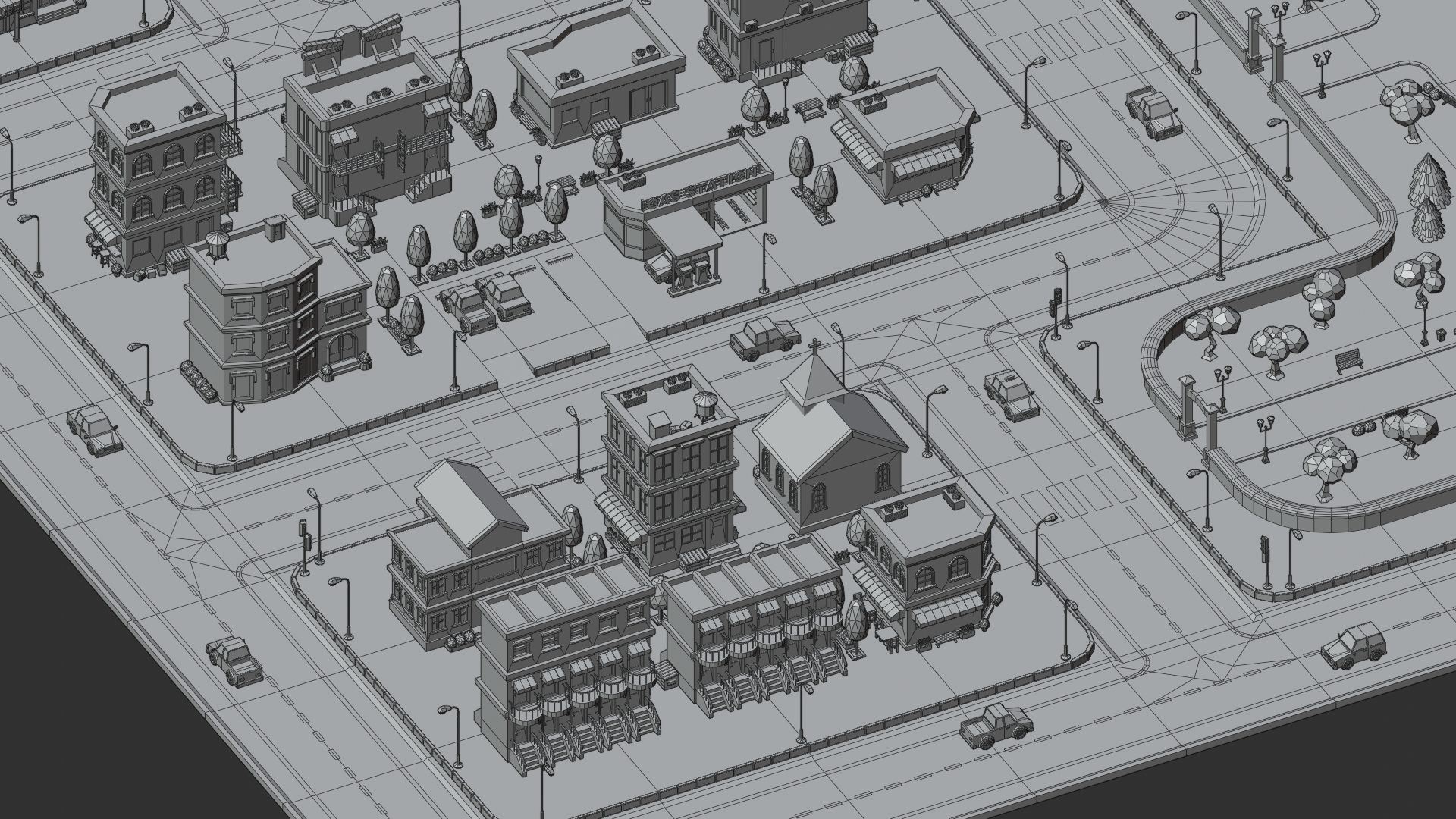 Cartoon Low Poly Modular City Pack Low-poly 3D model_18