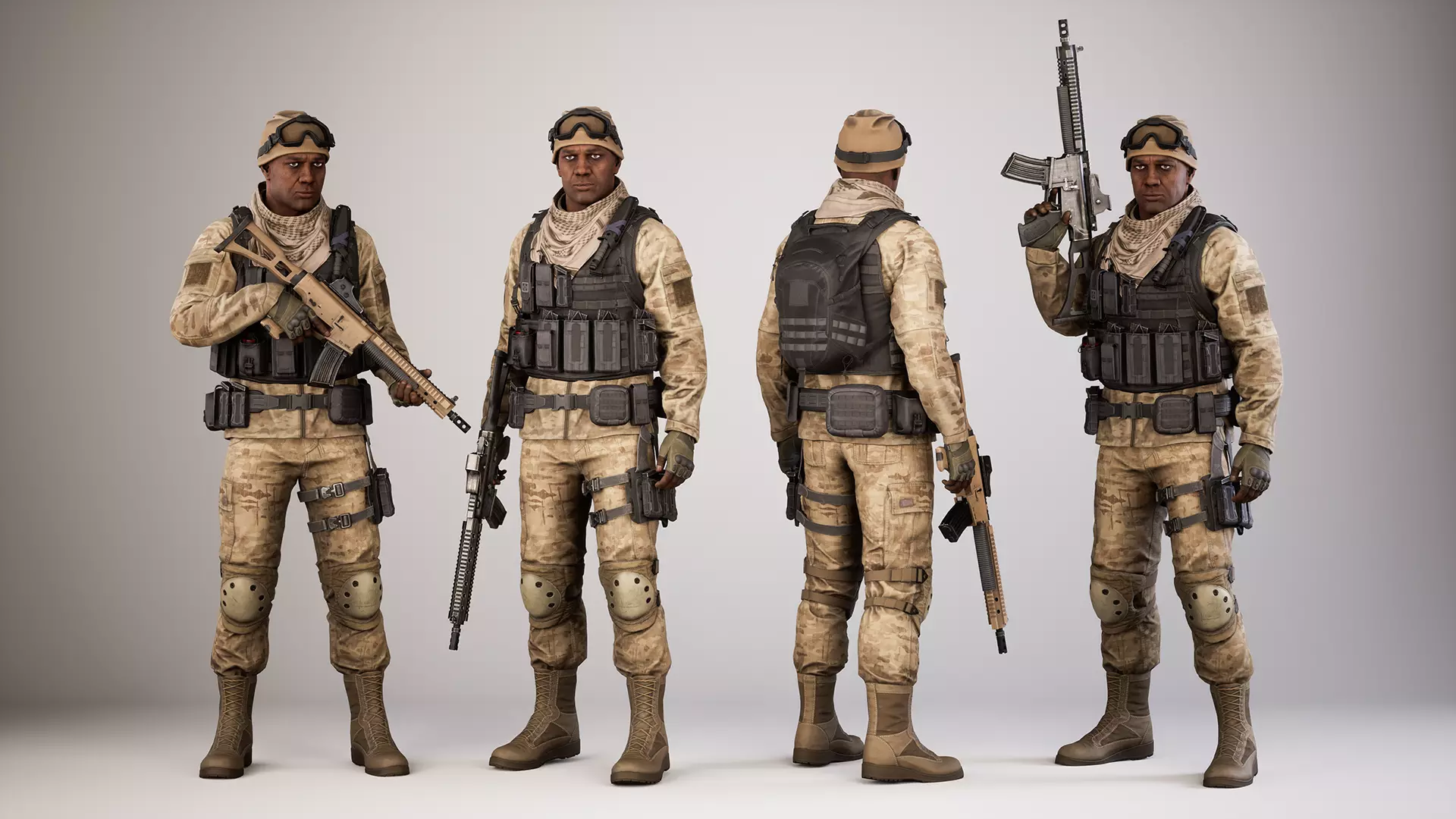 Casual Soldier 02 Low-poly 3D model_0