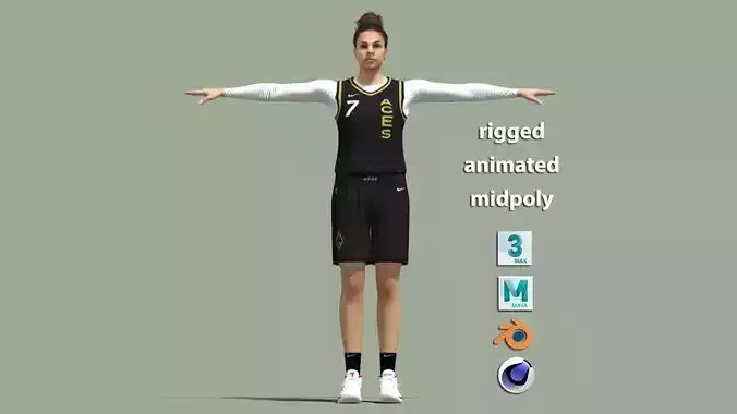 T-Pose Rigged Alysha Clark WNBA 3D model