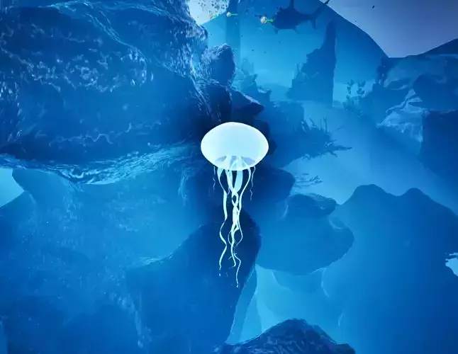 LowPoly Glowing Jellyfish Rigged and Animated with blend file
