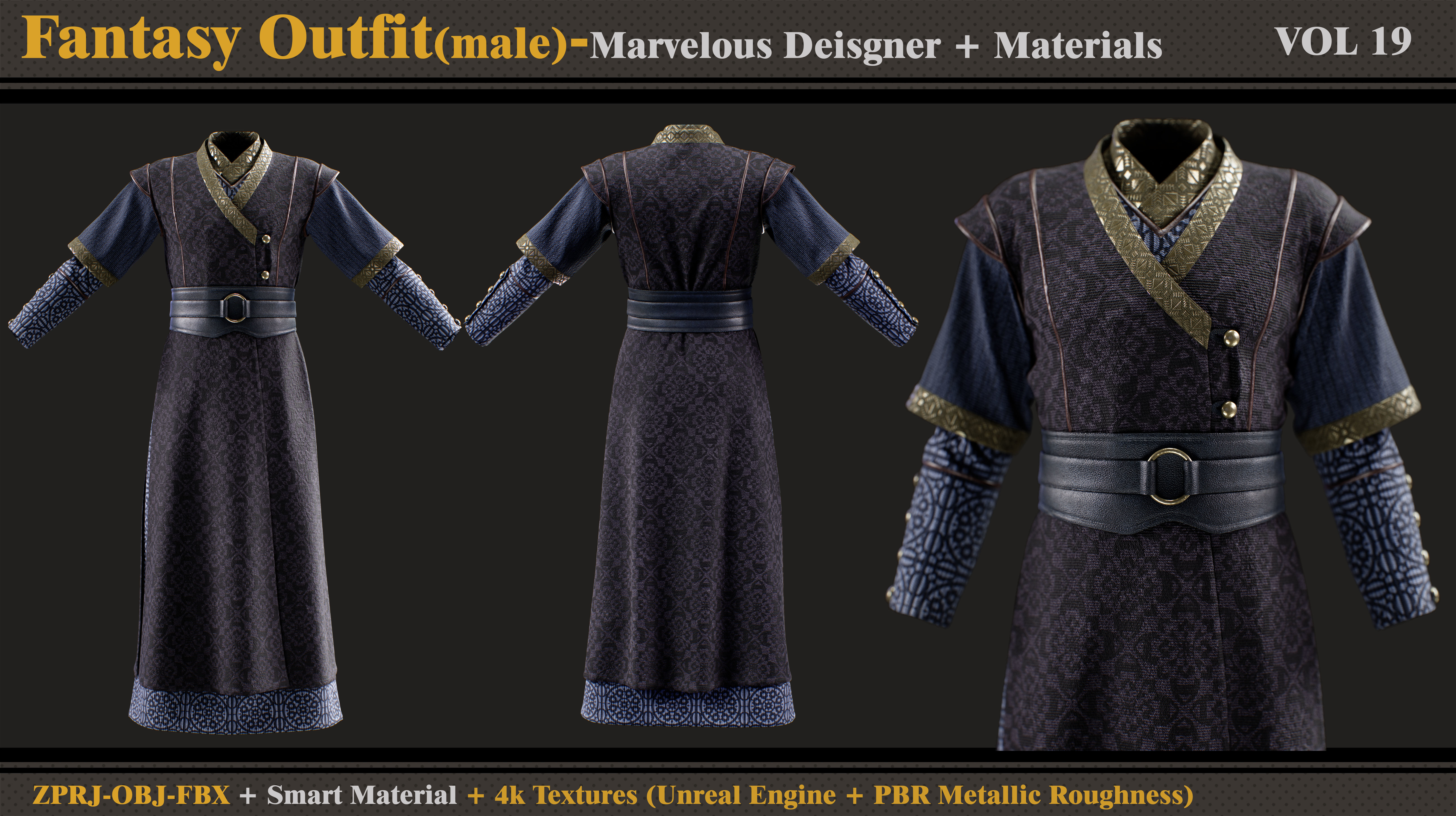 Fantasy Outfit-MD-Clo3d-Smart Material-Textures-OBJ-FBX 3D model_1