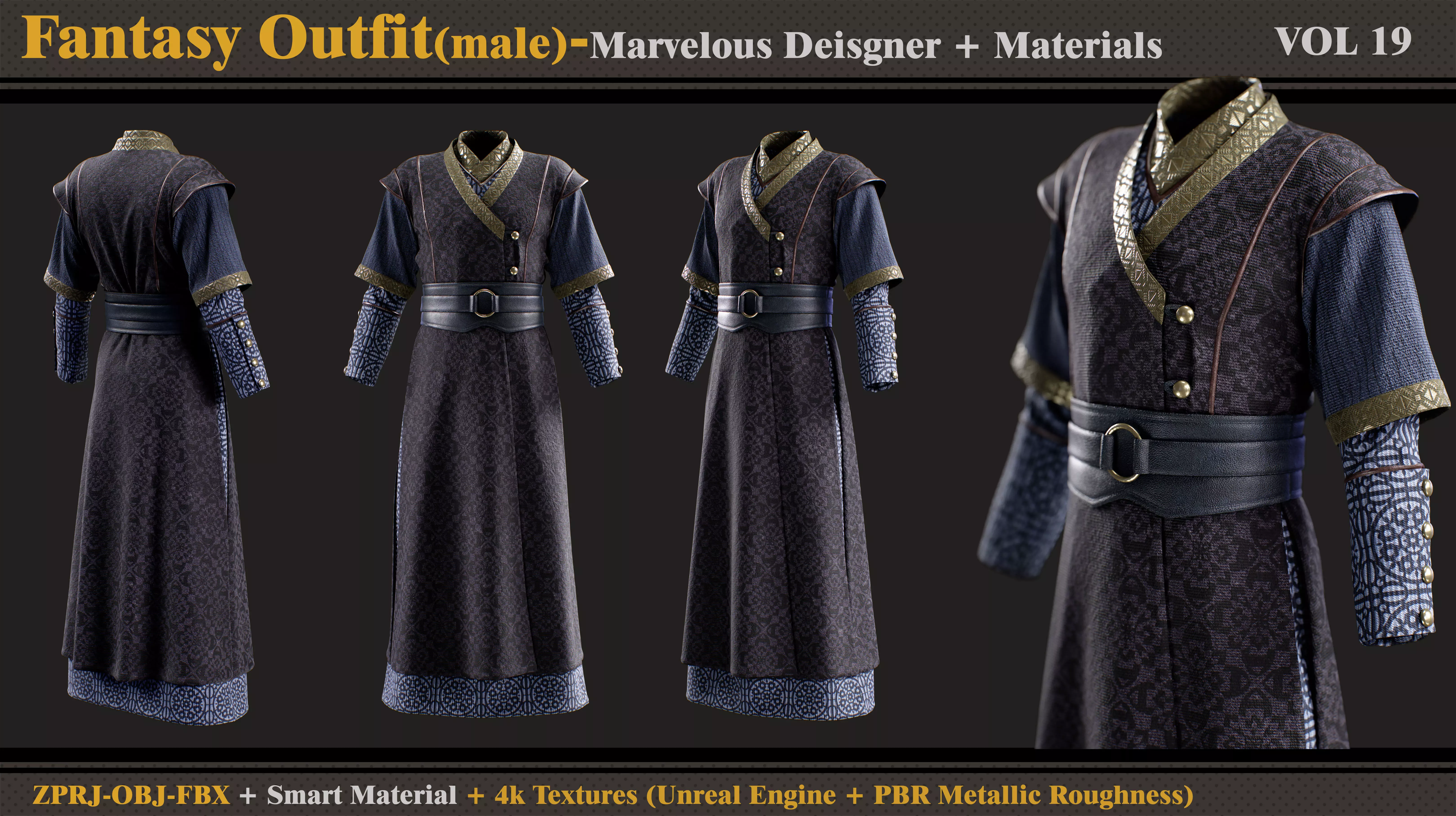 Fantasy Outfit-MD-Clo3d-Smart Material-Textures-OBJ-FBX 3D model_0