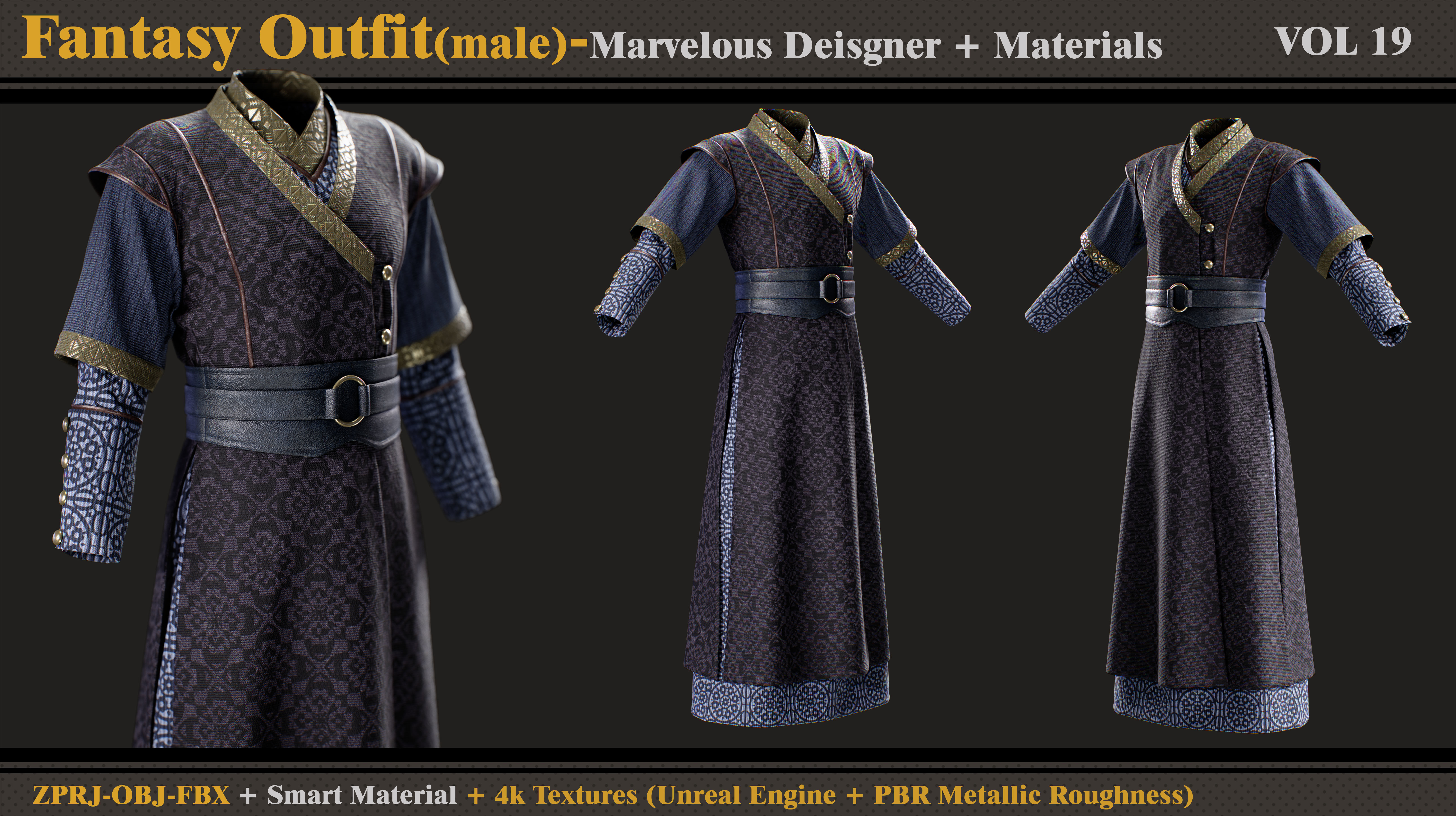 Fantasy Outfit-MD-Clo3d-Smart Material-Textures-OBJ-FBX 3D model_2