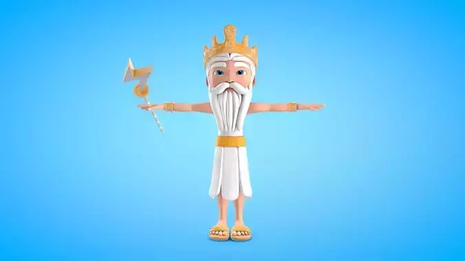 Cartoon Zeus Low-poly 3D model