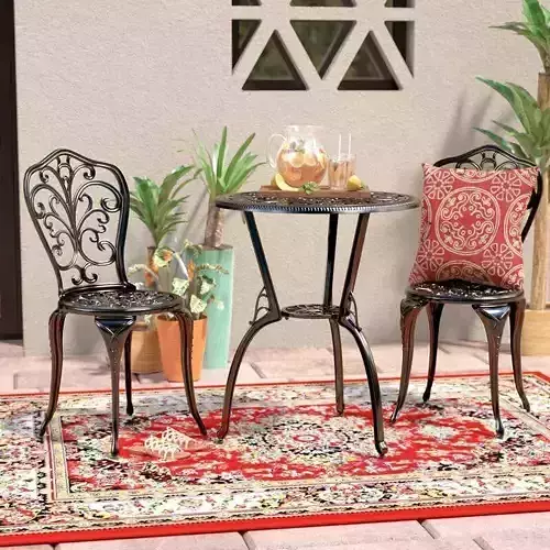Erik Round Long Bistro Table Set 3D model