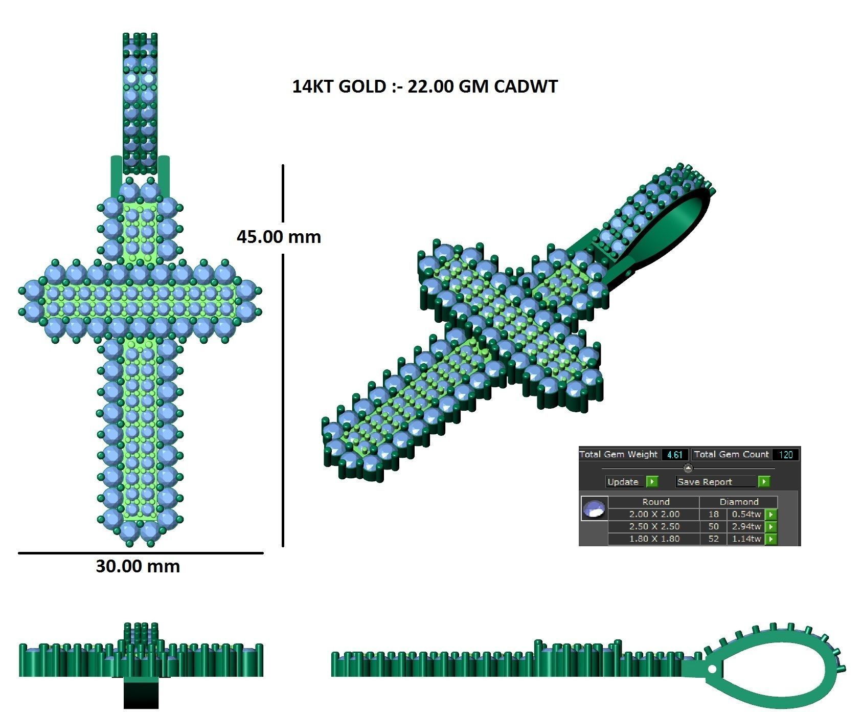 cross hiphop pendant 3D print model_12