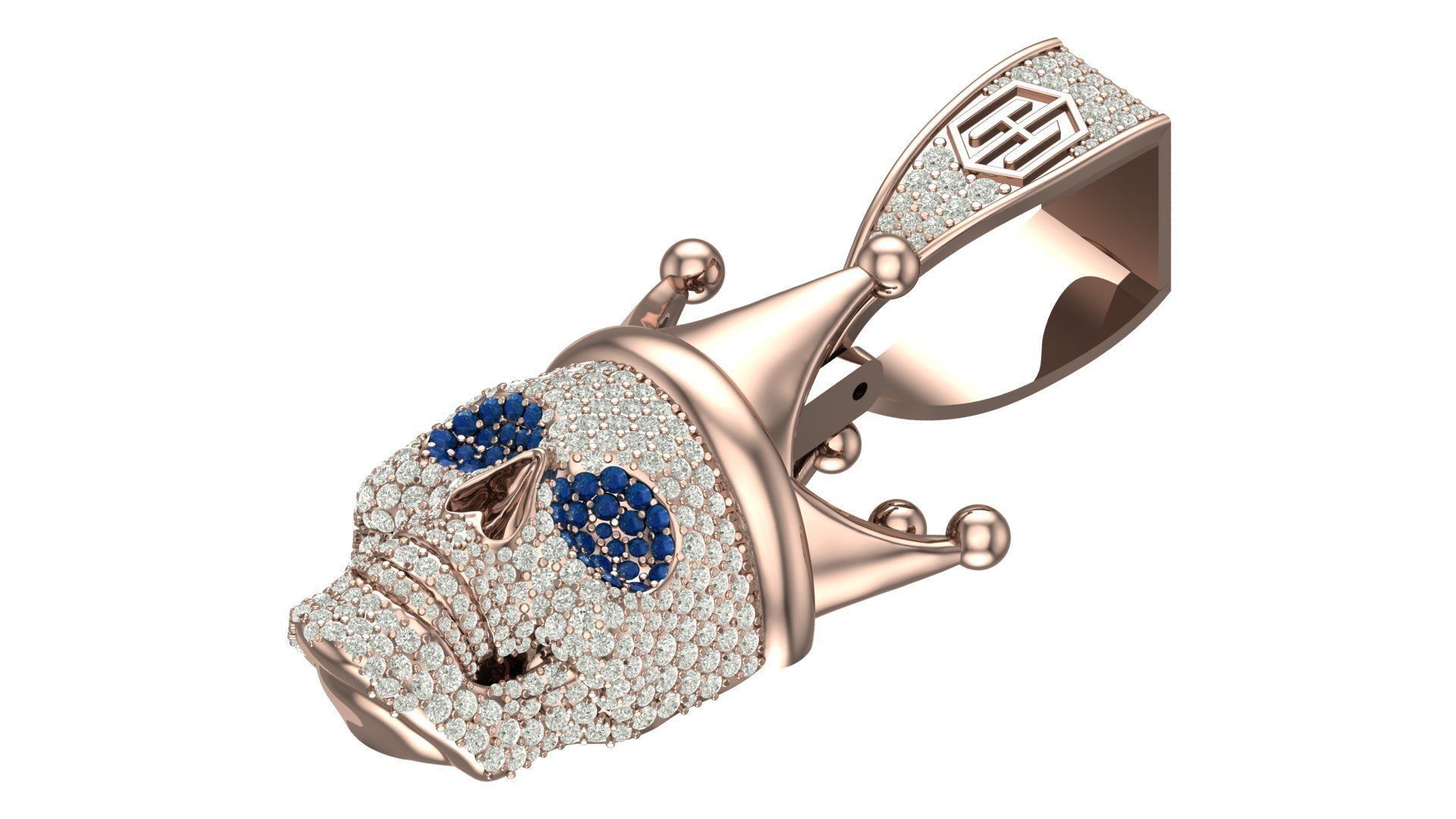  skull hiphop pendant 3D print model_1