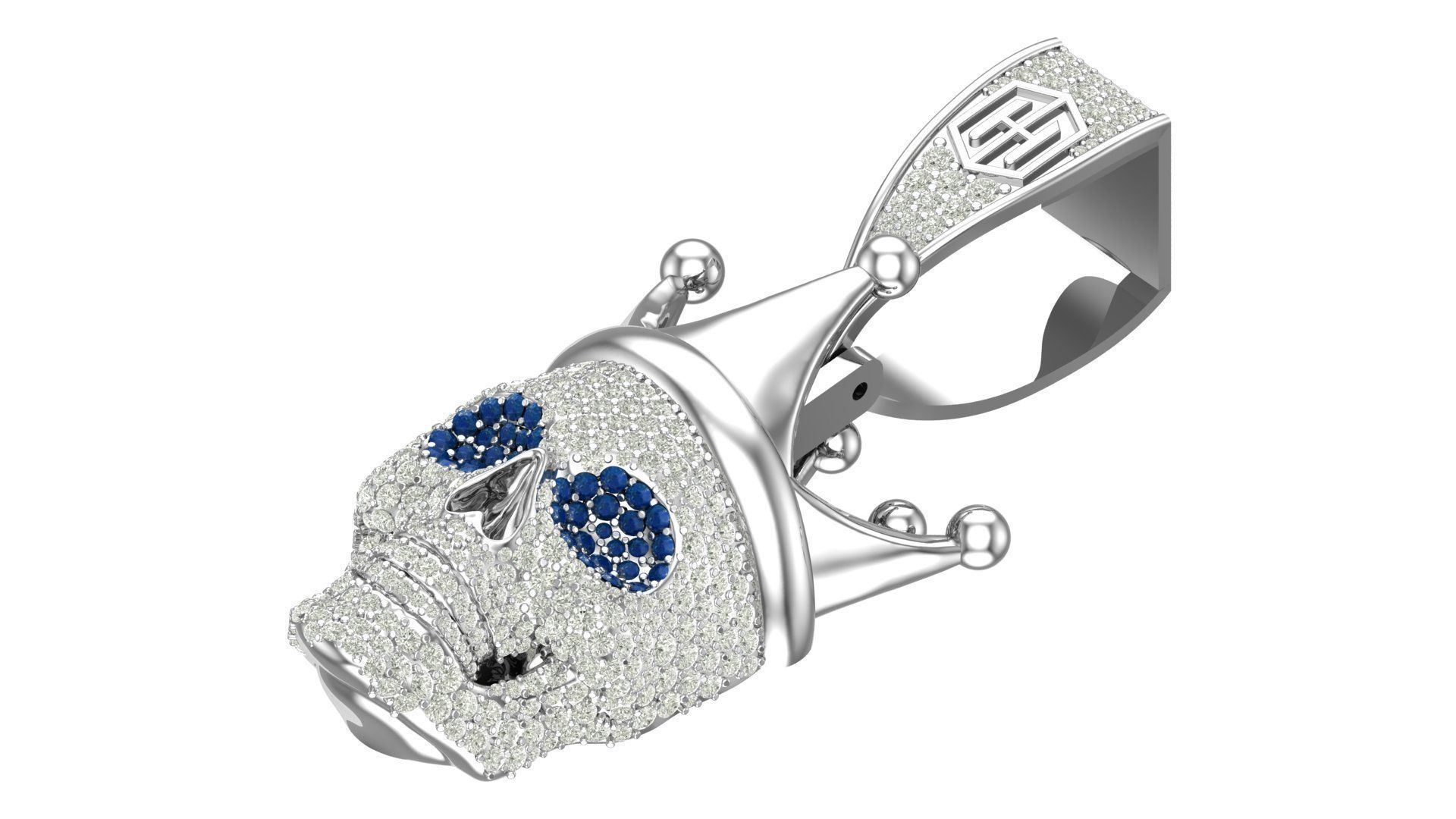  skull hiphop pendant 3D print model_2