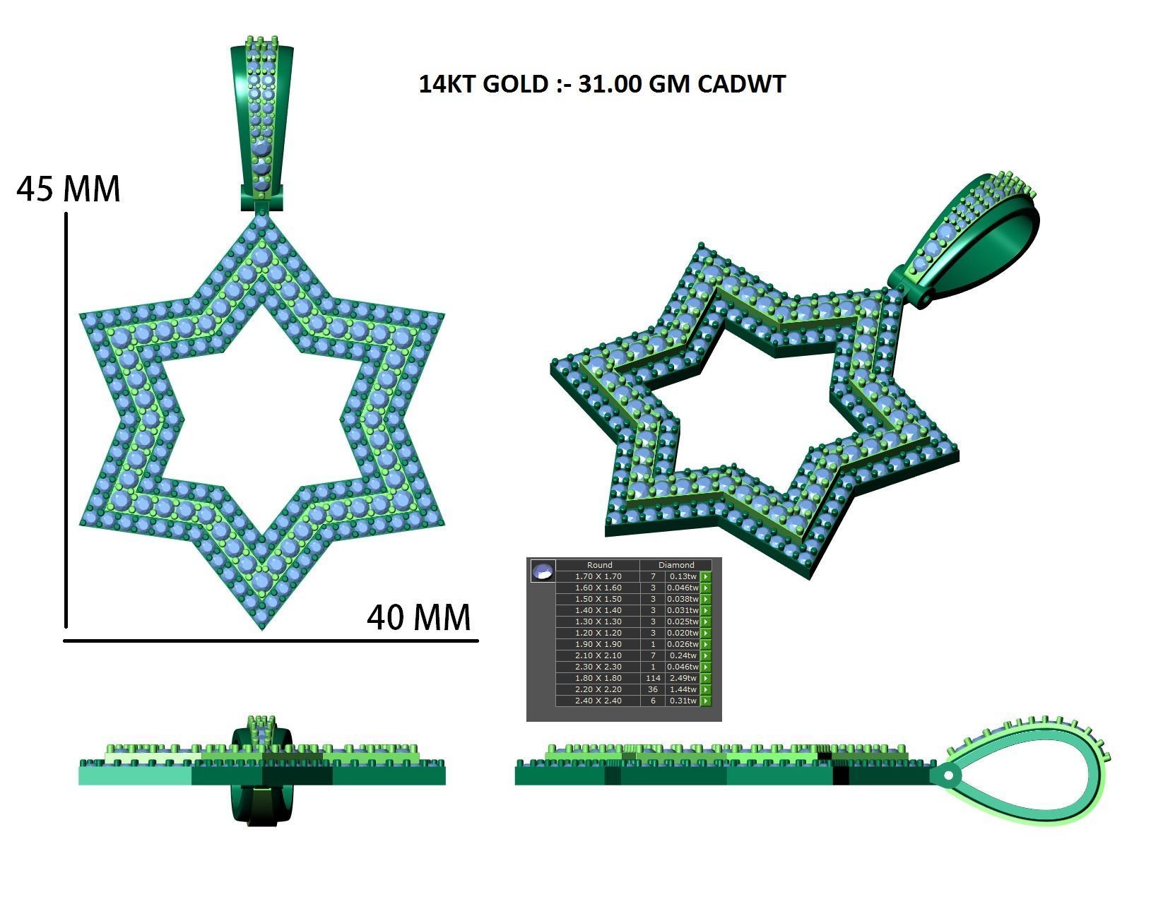  star hiphop pendant 3D print model_13