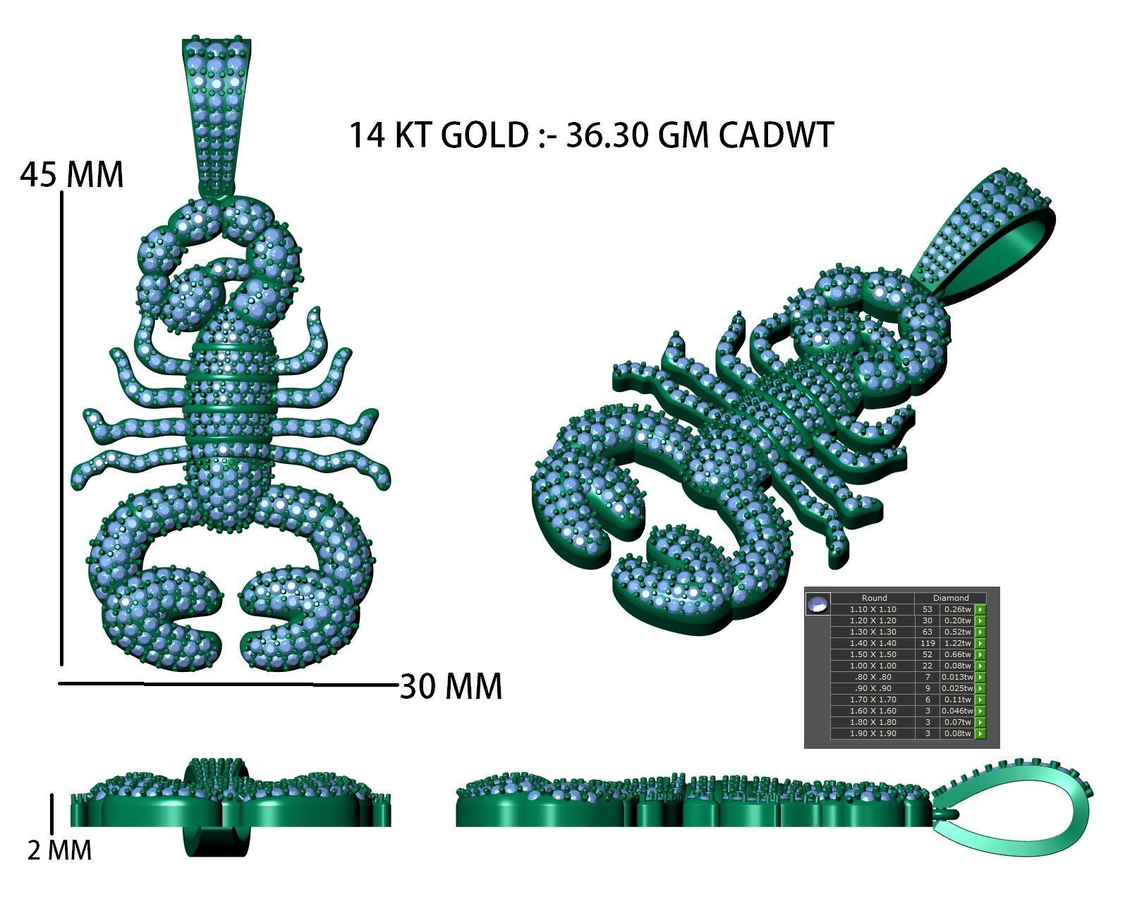  Scorpion hiphop pendant 3D print model_13