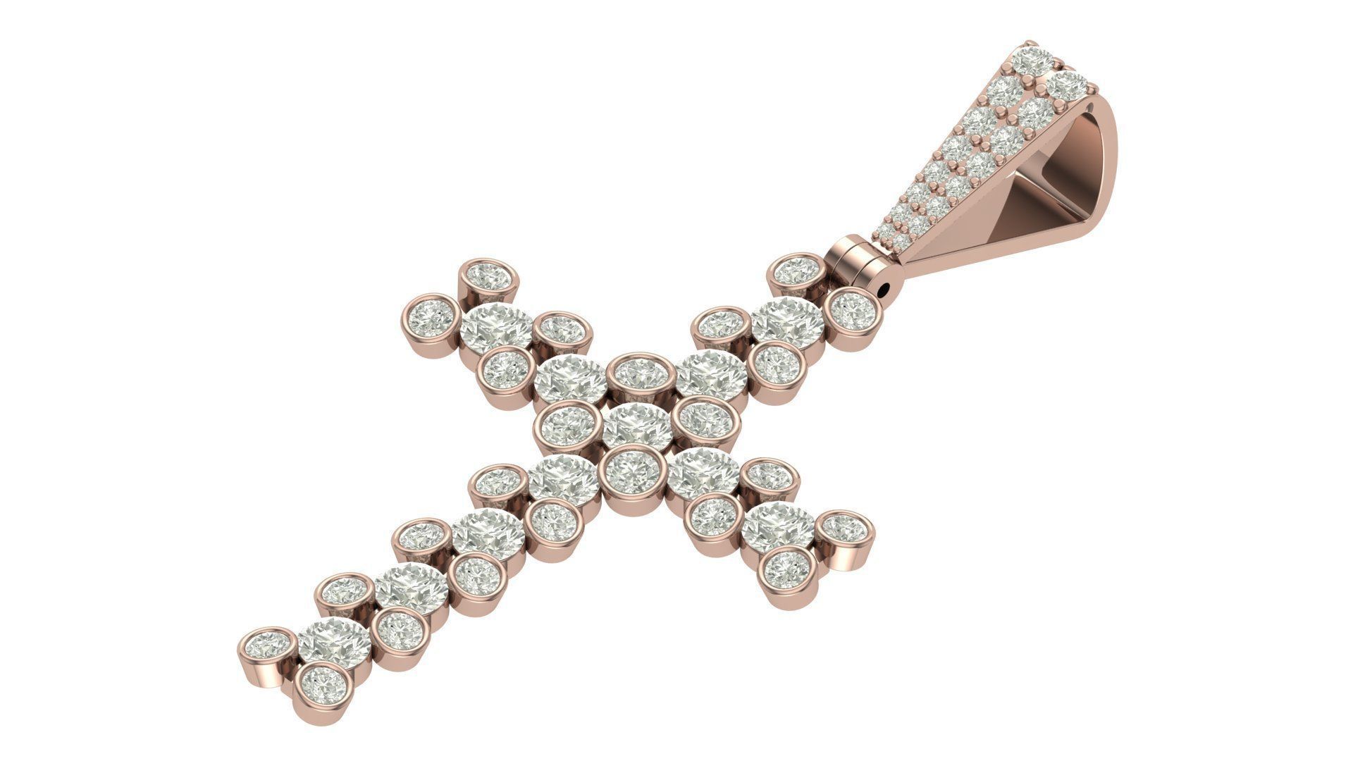 cross hiphop pendant 3D print model_2