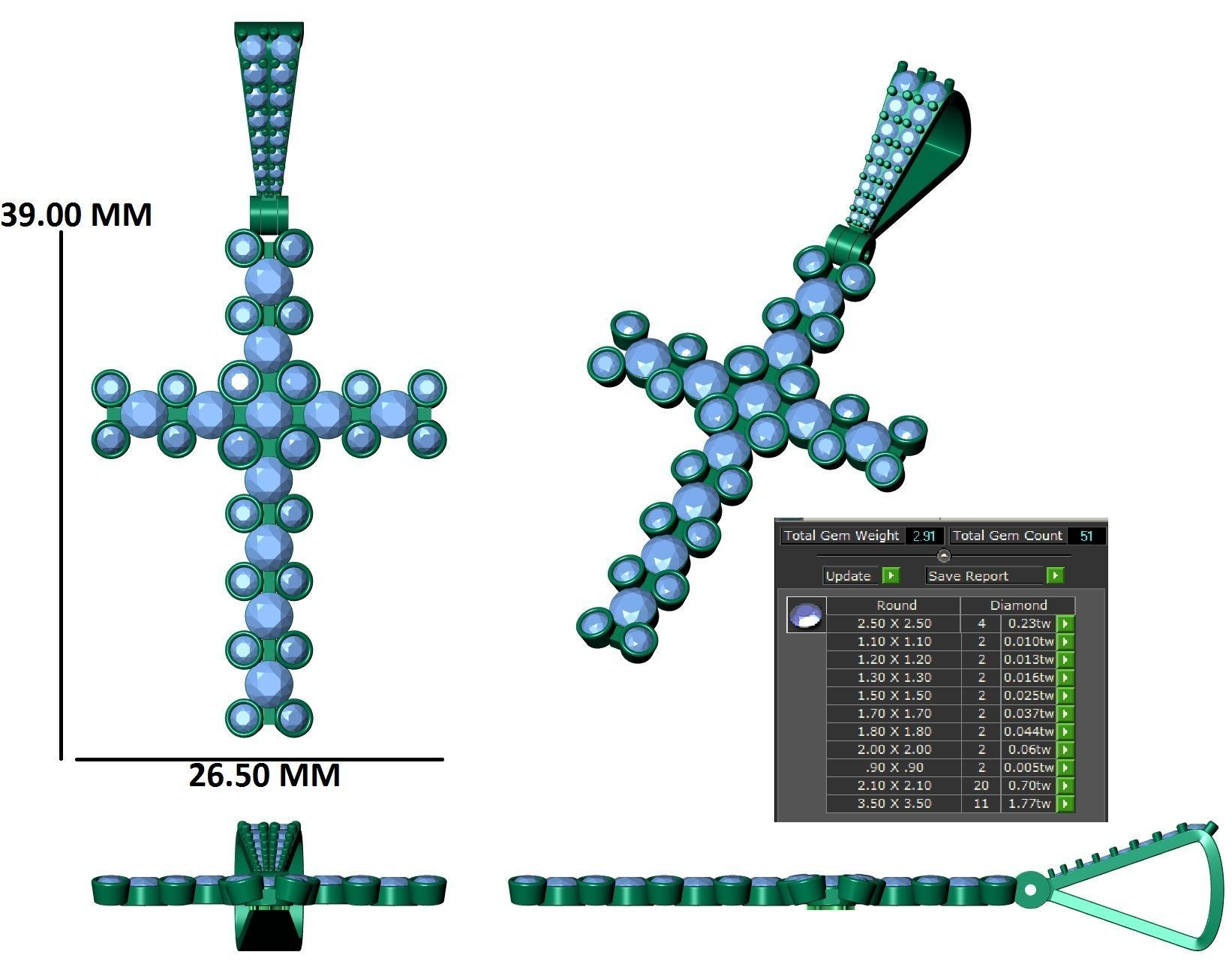 cross hiphop pendant 3D print model_12