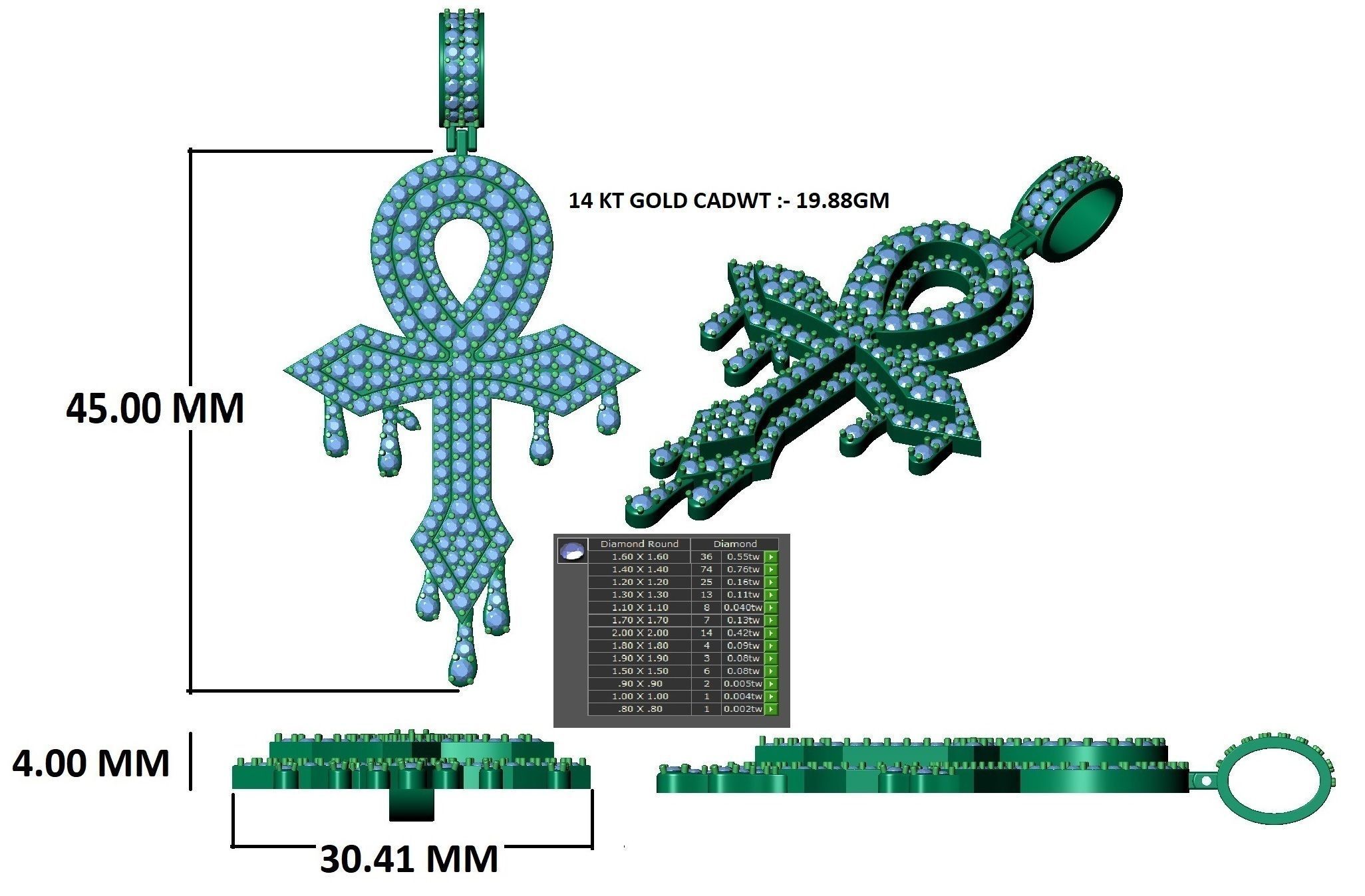 cross hiphop pendant  3D print model_13