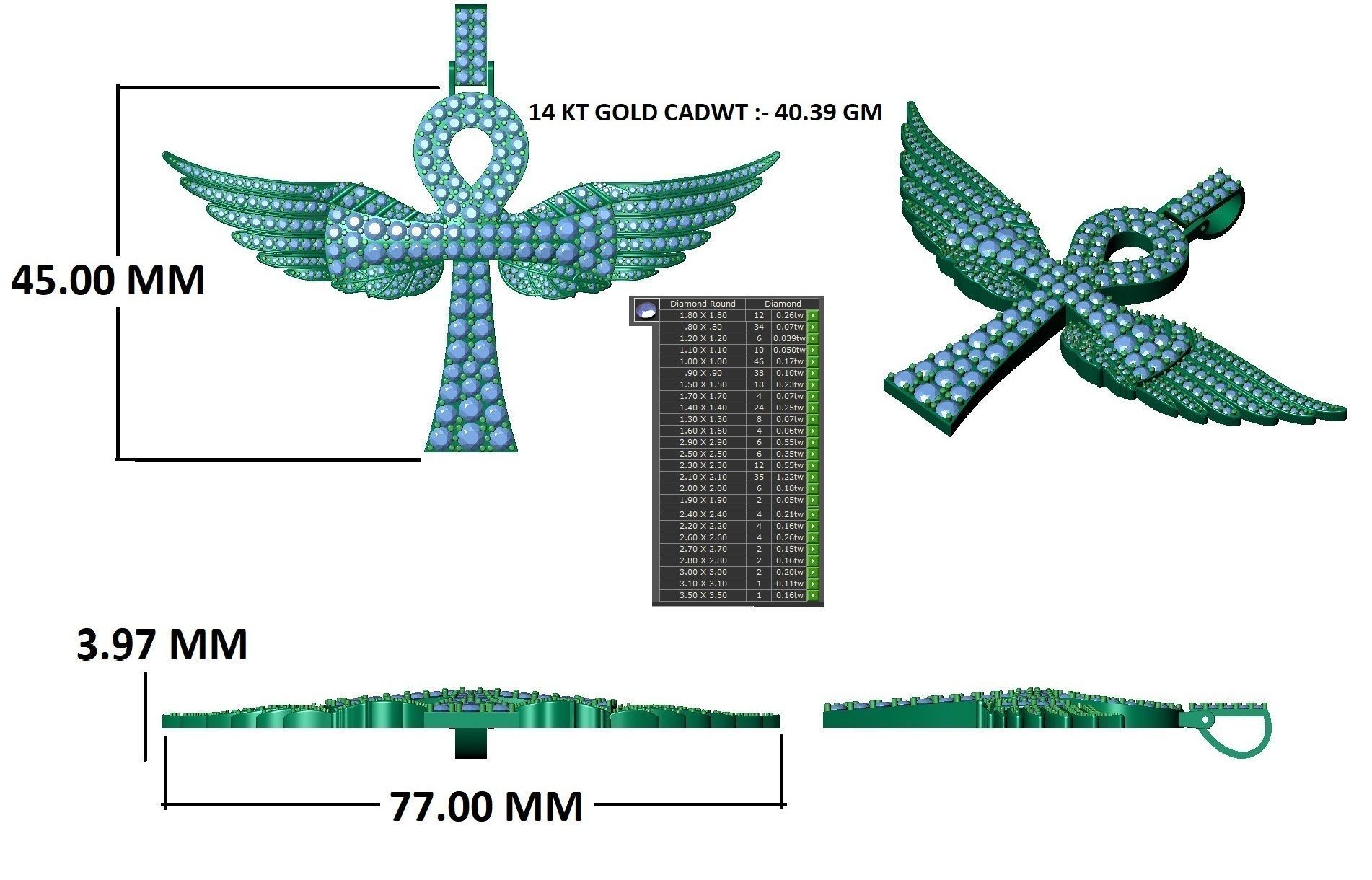 cross hiphop pendant 3D print model_13
