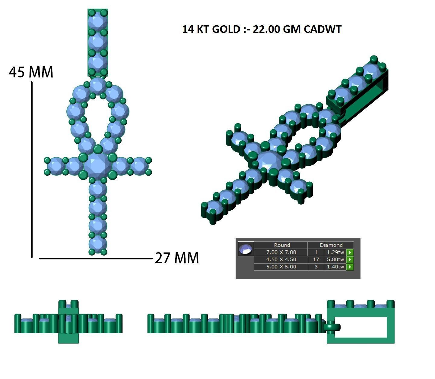 cross hiphop pendant 3D print model_13