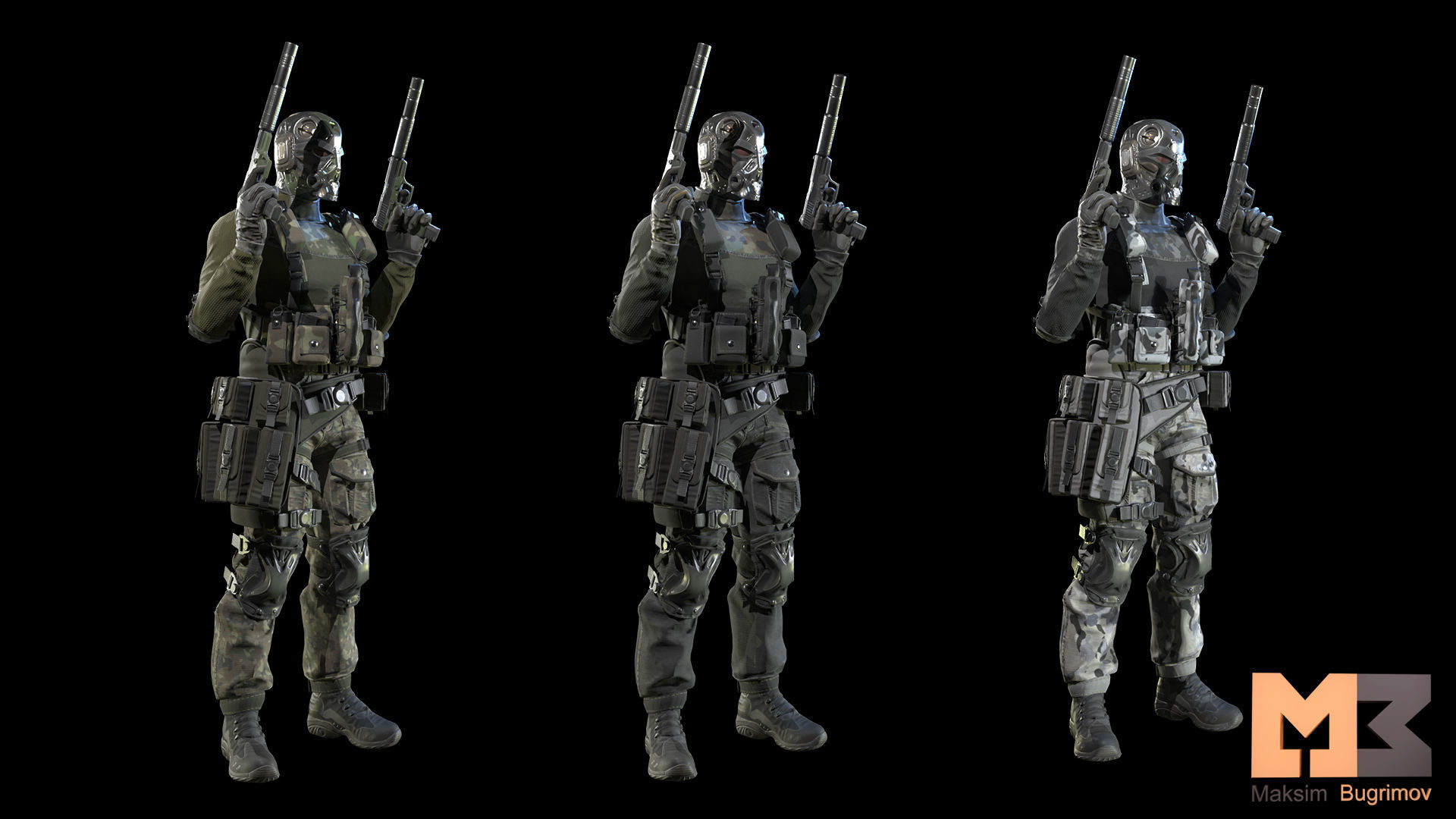 Soldier Future 02 Low-poly 3D model_5