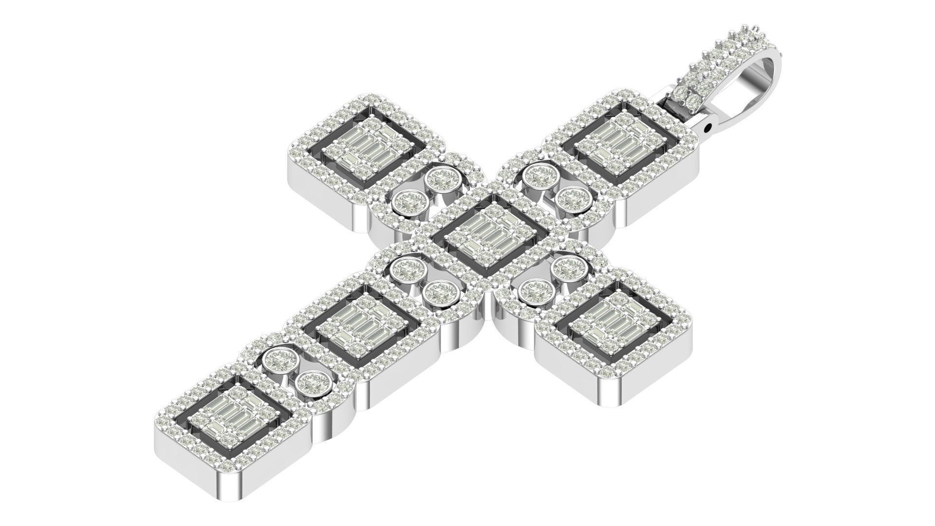 cross hiphop pendant  3D print model_2