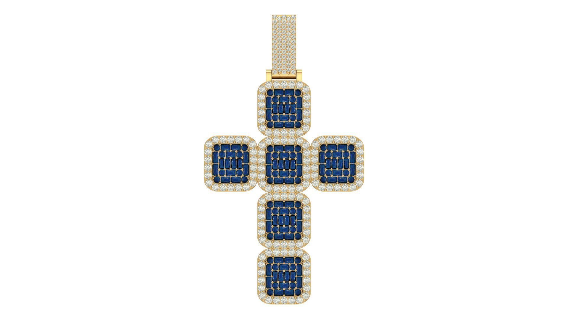 cross hiphop pendant 3D print model_4