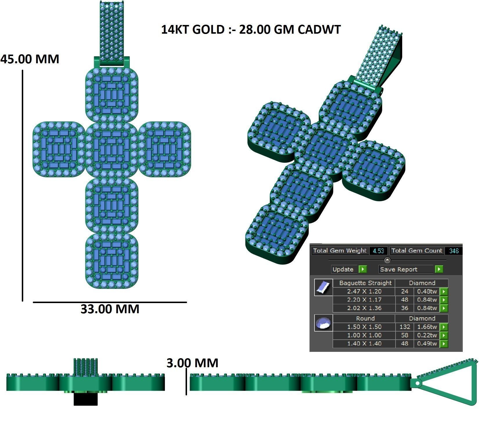 cross hiphop pendant 3D print model_12