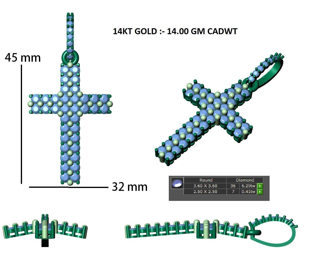 cross hiphop pendant  3D print model_13