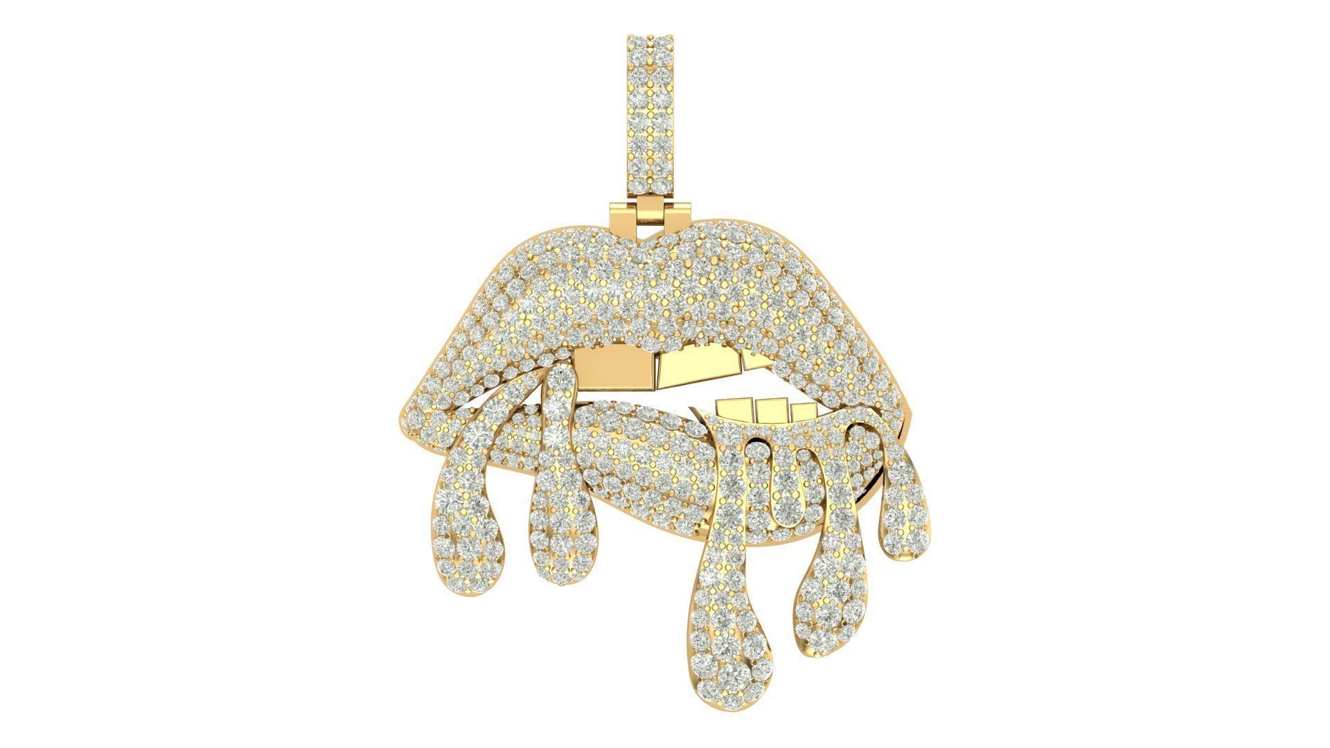  lips hiphop pendant  3D print model_3