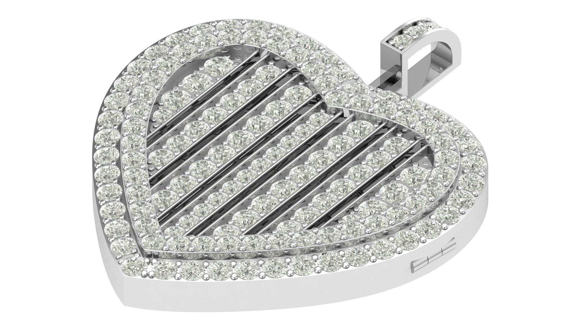 Heart  hiphop pendant 3D print model_2