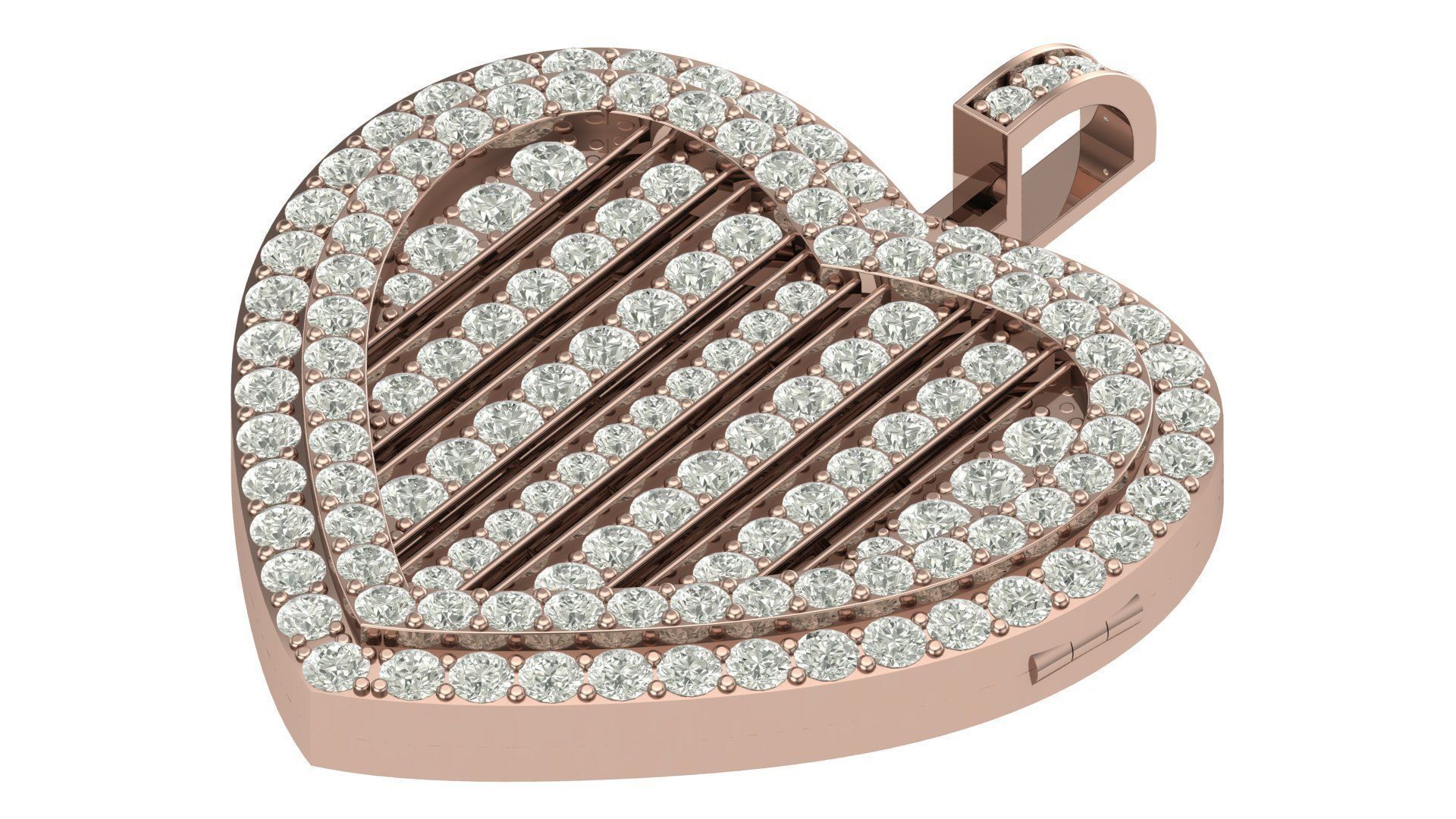 Heart  hiphop pendant 3D print model_1