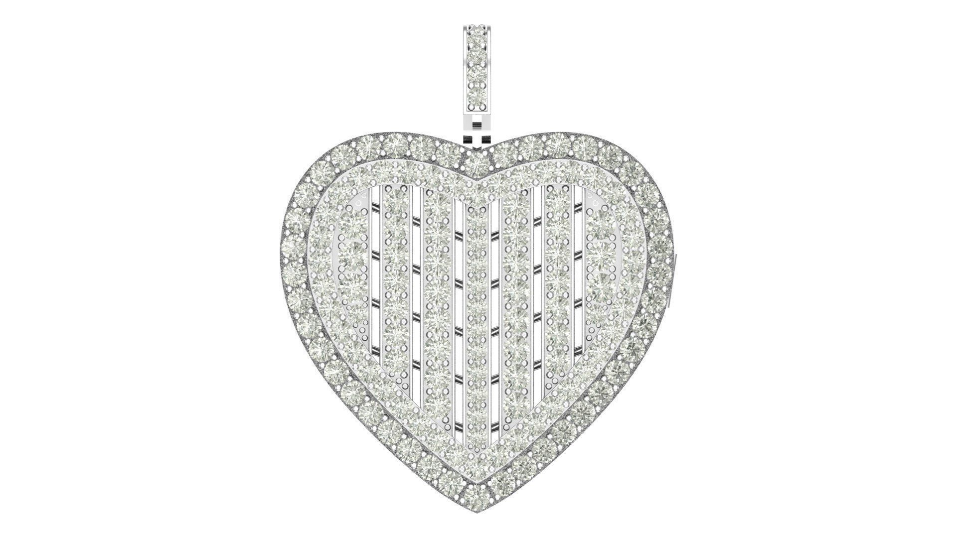 Heart  hiphop pendant 3D print model_4