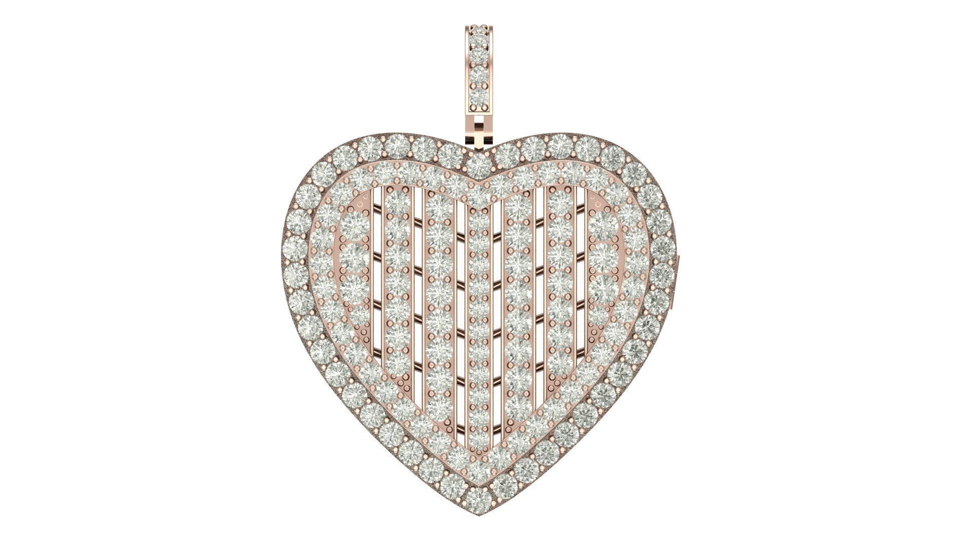 Heart  hiphop pendant 3D print model_5