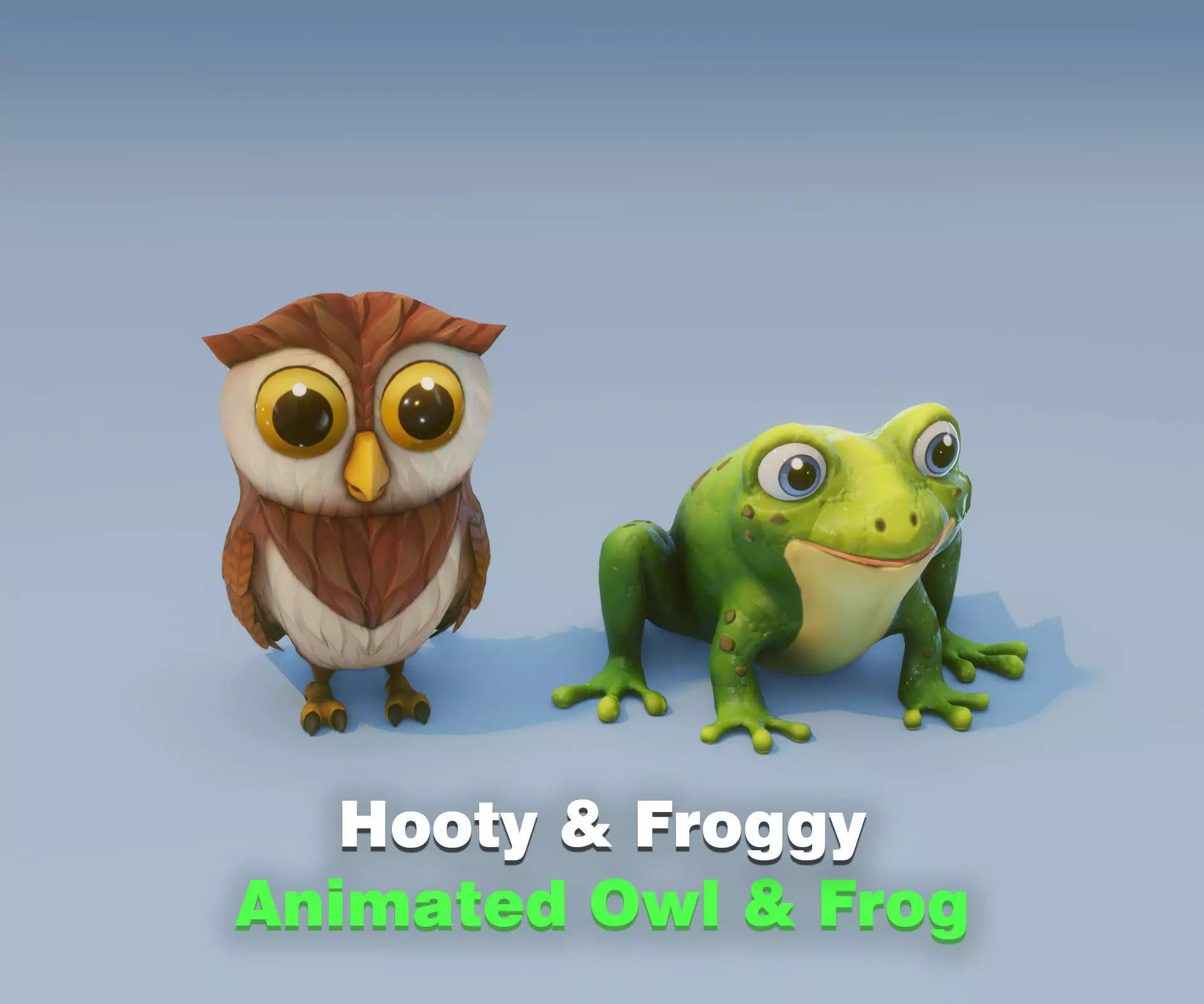 Animated Owl and Frog 3D Model Collection Low-poly 3D model_0