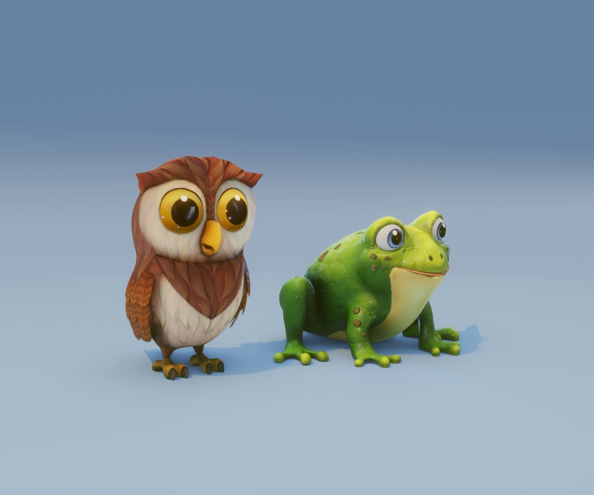 Animated Owl and Frog 3D Model Collection Low-poly 3D model_7