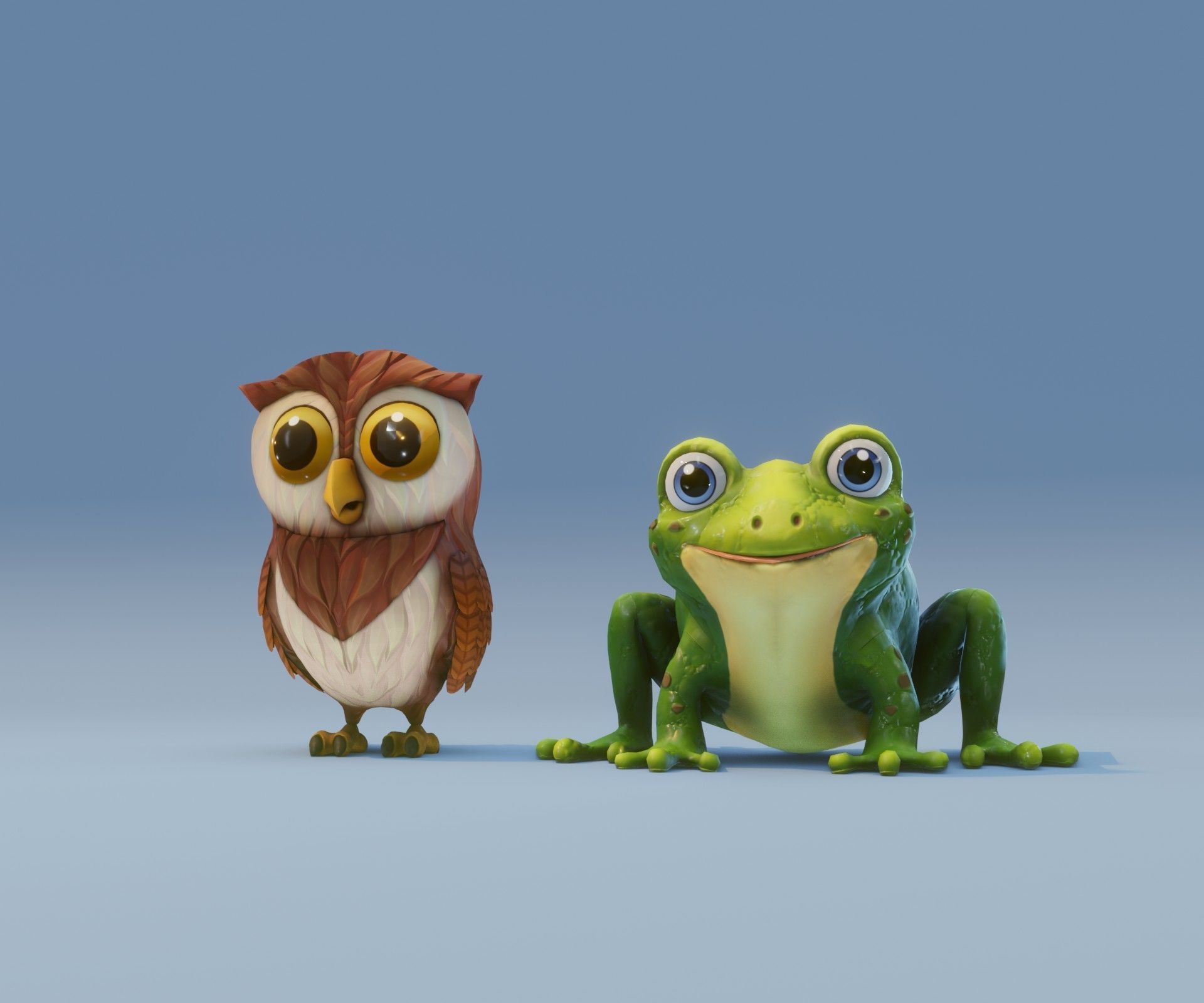 Animated Owl and Frog 3D Model Collection Low-poly 3D model_6