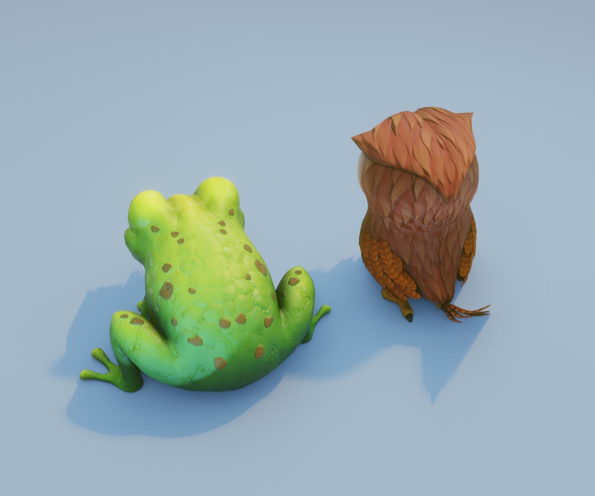Animated Owl and Frog 3D Model Collection Low-poly 3D model_5