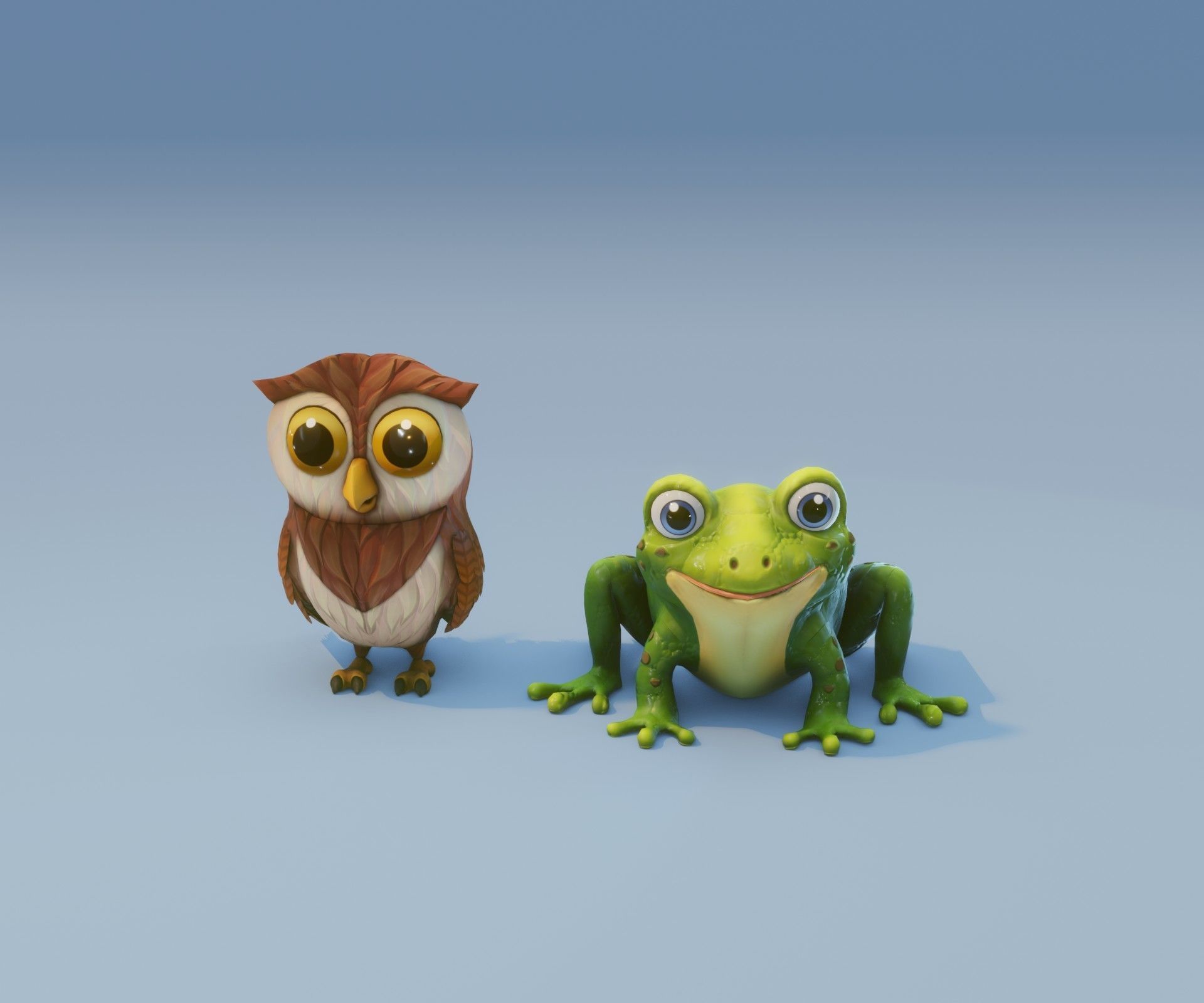 Animated Owl and Frog 3D Model Collection Low-poly 3D model_4