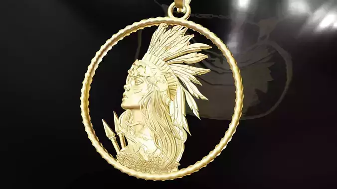 Indian Daughter pendant jewelry gold 3D print model