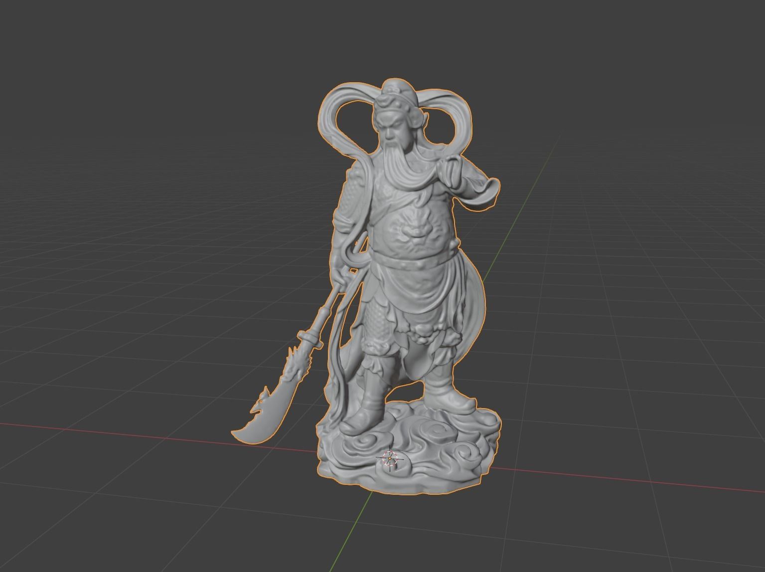 Bronze Statue of Guan Gong PBR and 3Dprint Low-poly 3D model_3