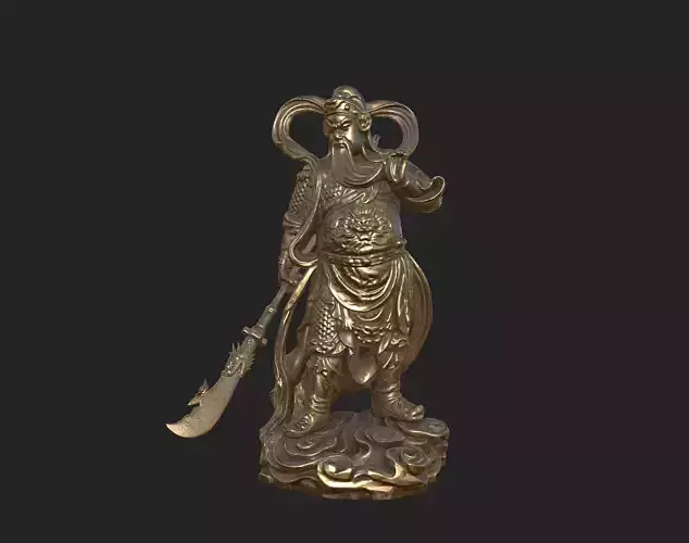 Bronze Statue of Guan Gong PBR and 3Dprint