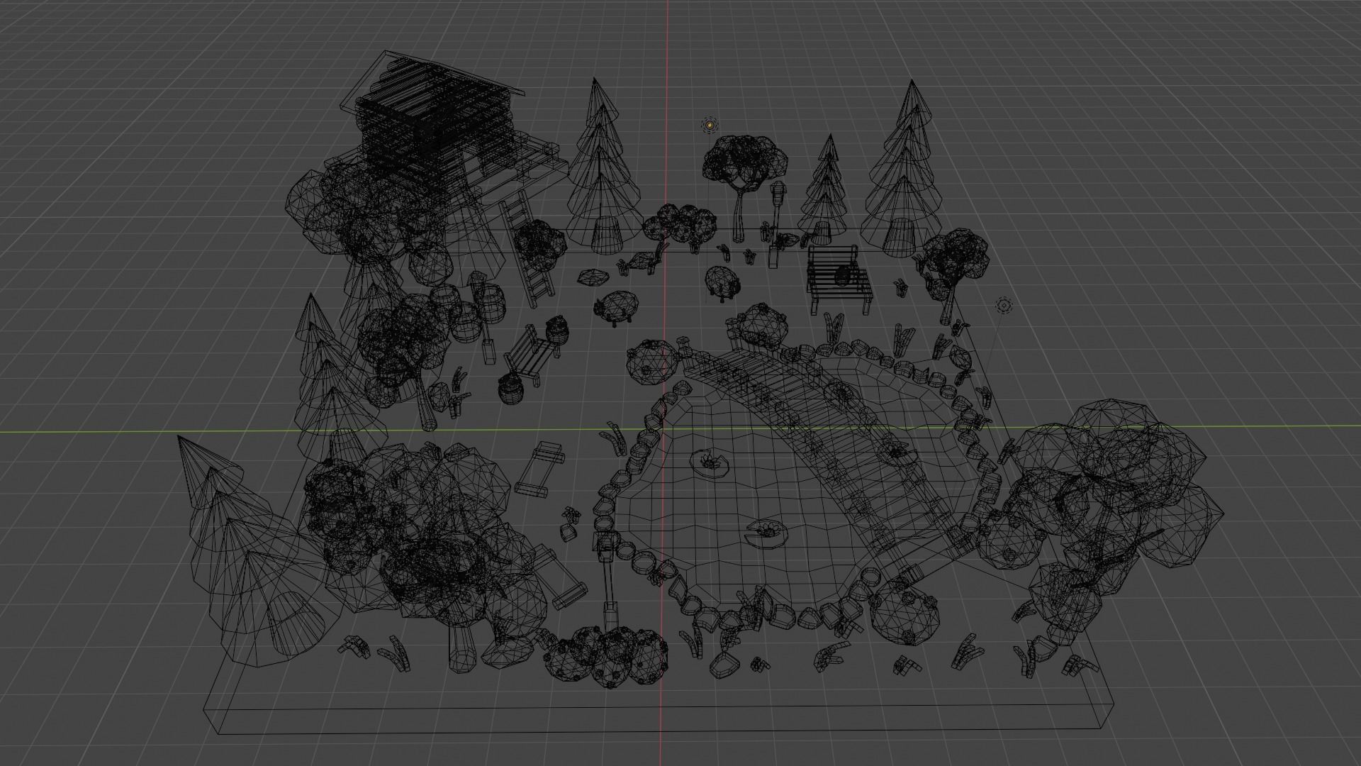 Low Poly Garden 3D model_8