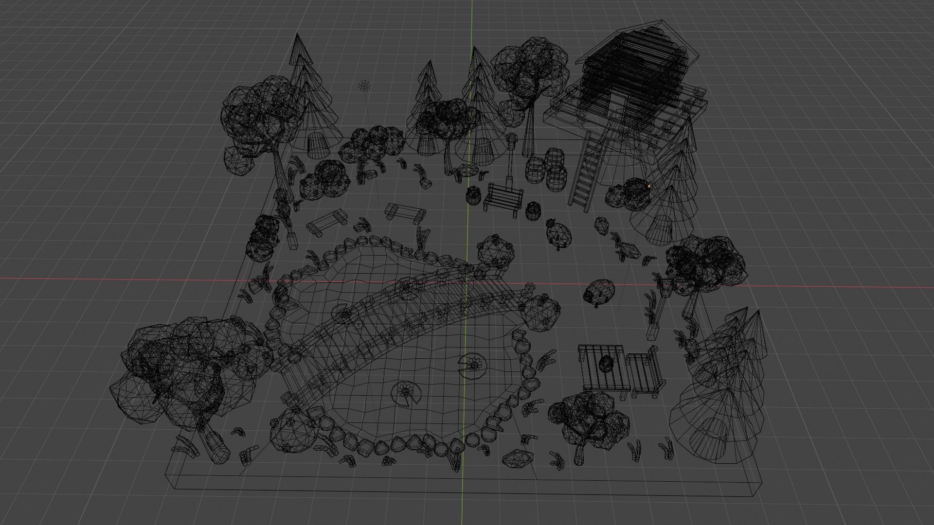 Low Poly Garden 3D model_7