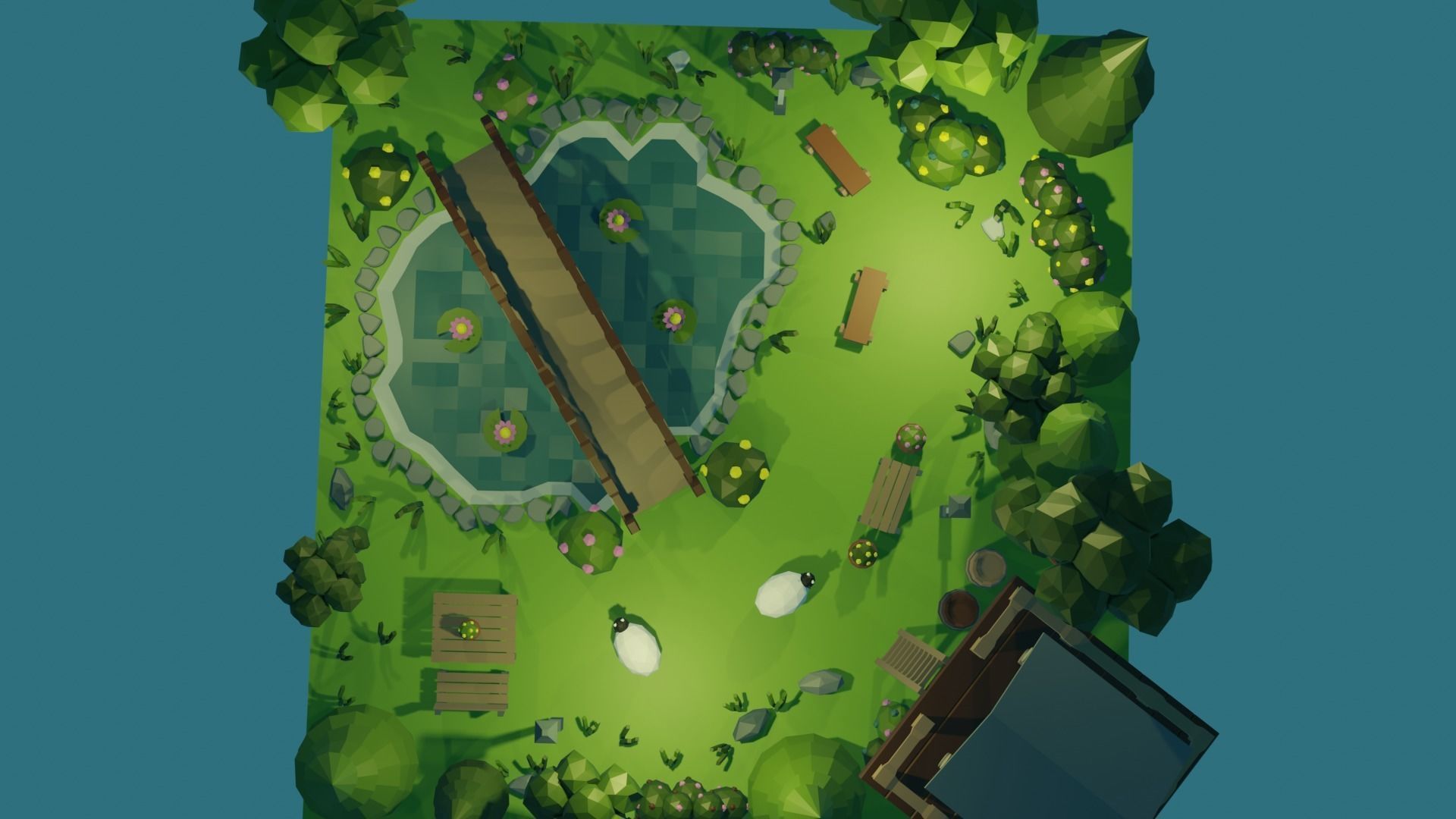 Low Poly Garden 3D model_6