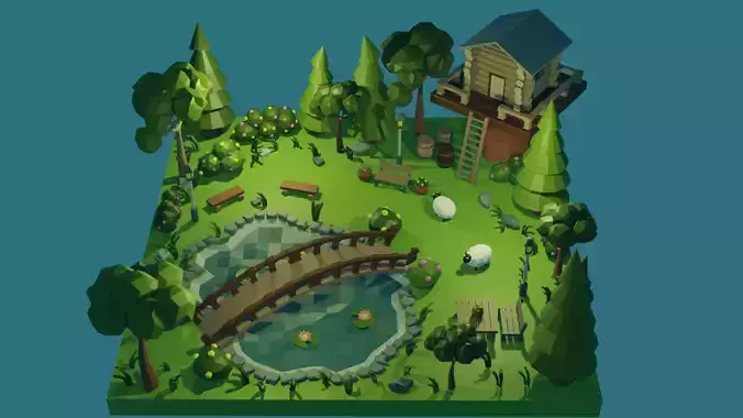 Low Poly Garden 3D model