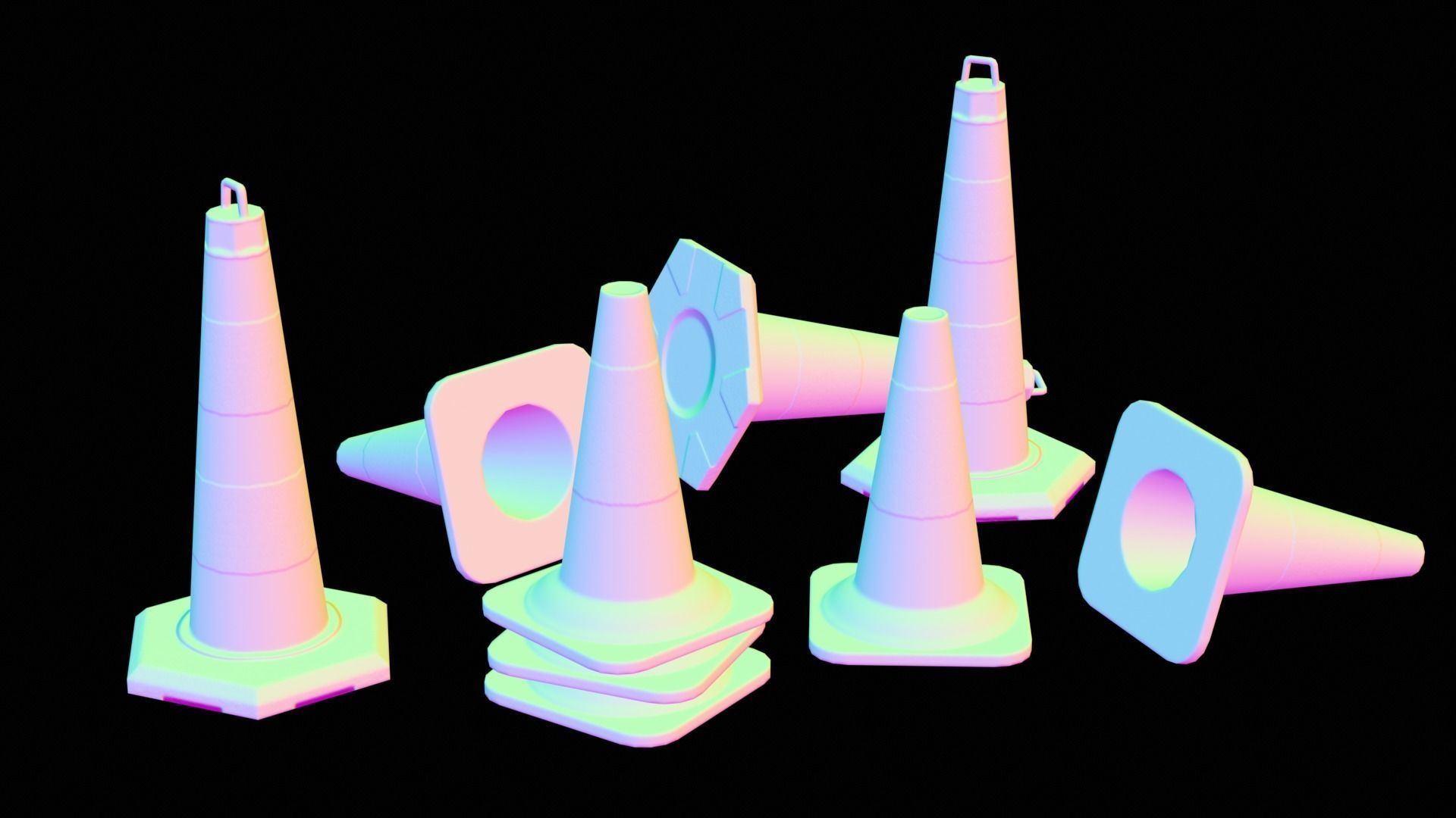 Traffic Safety Cone Game 3D model Low-poly 3D model_7
